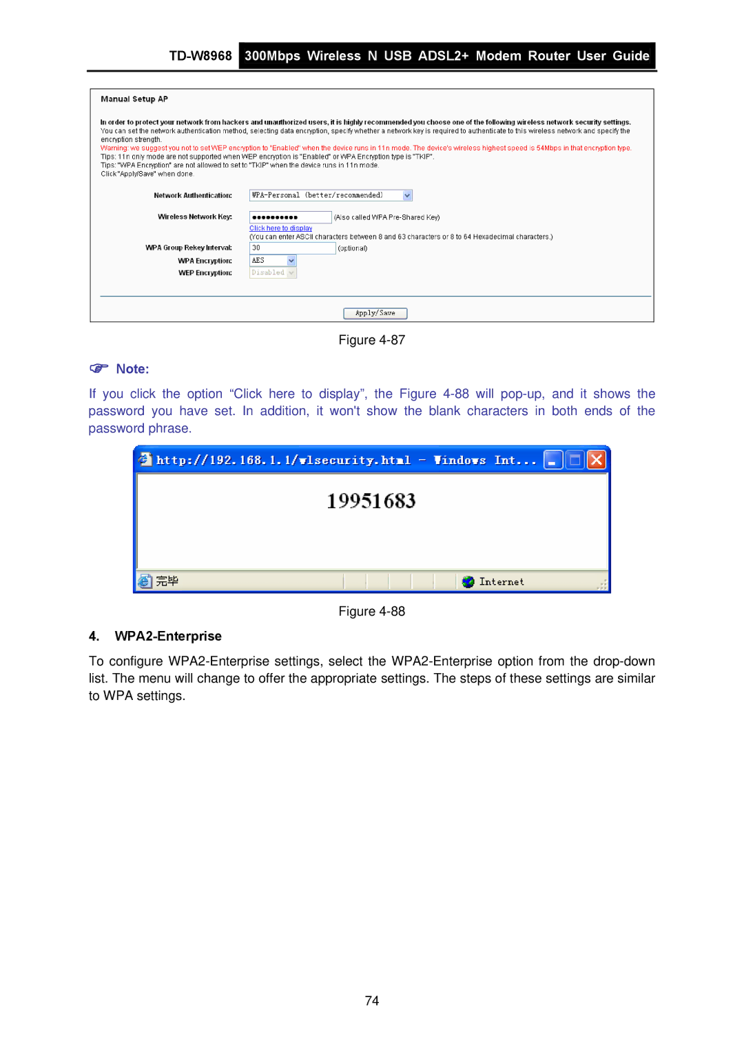 TP-Link TD-W8968 manual WPA2-Enterprise 