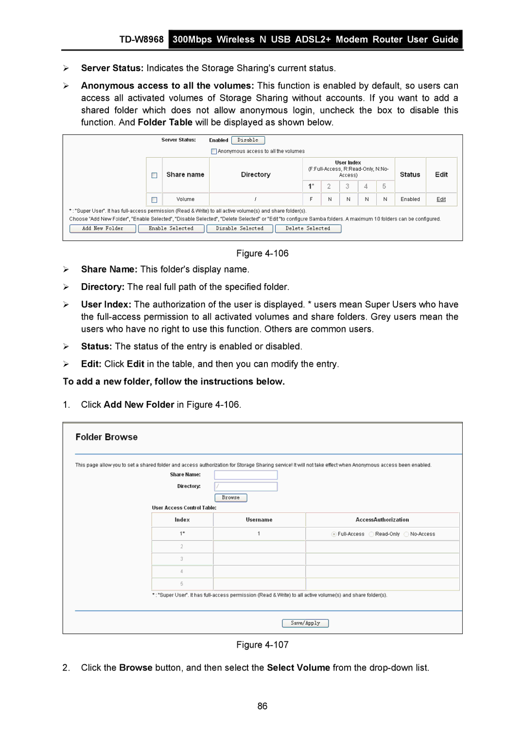 TP-Link TD-W8968 manual To add a new folder, follow the instructions below 