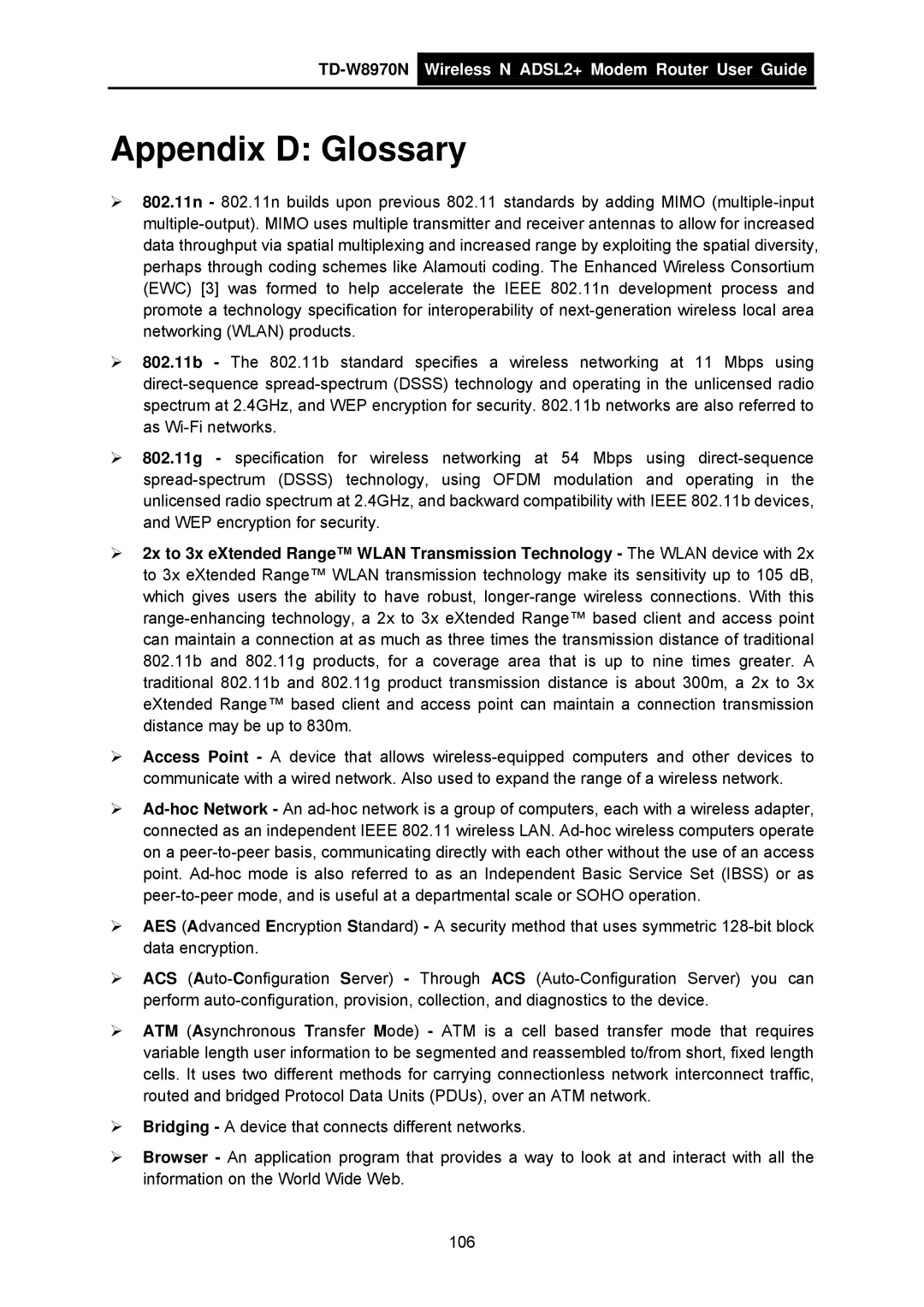 TP-Link TD-W8970N manual Appendix D Glossary 