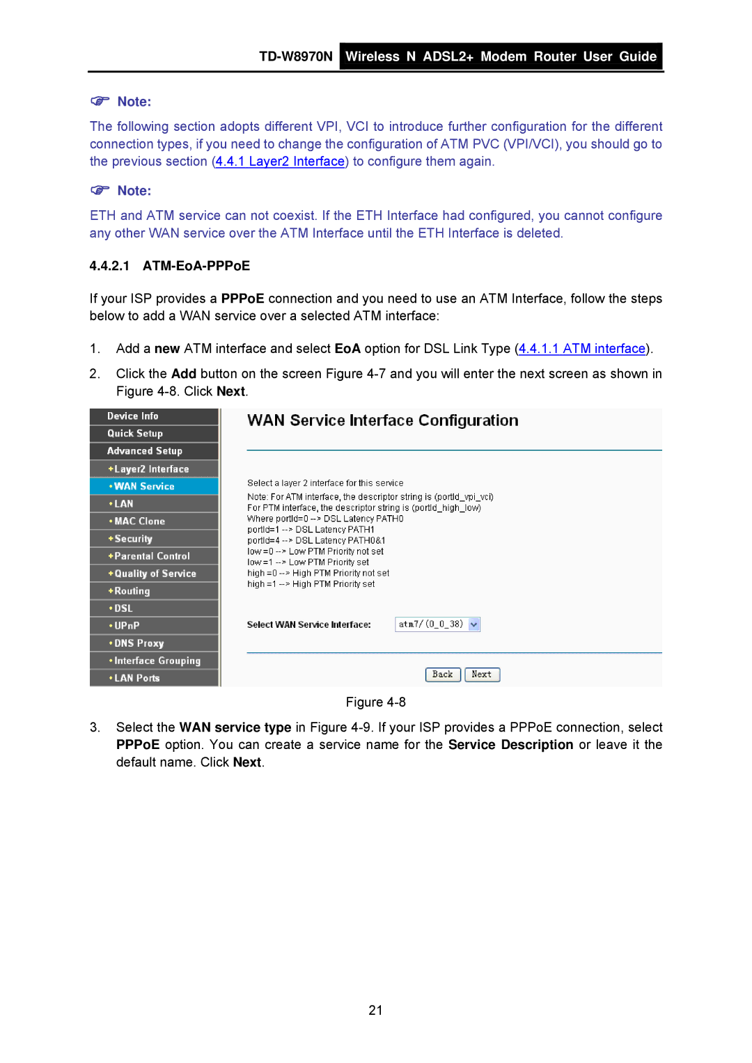 TP-Link TD-W8970N manual ATM-EoA-PPPoE 