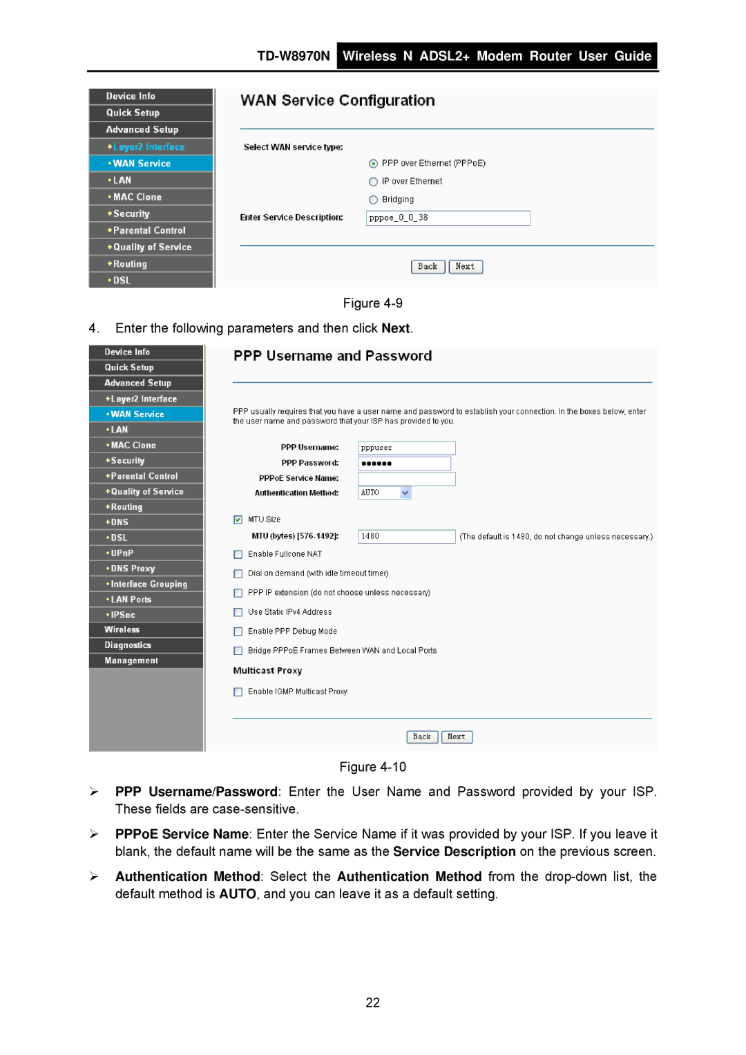 TP-Link manual TD-W8970N Wireless N ADSL2+ Modem Router User Guide 