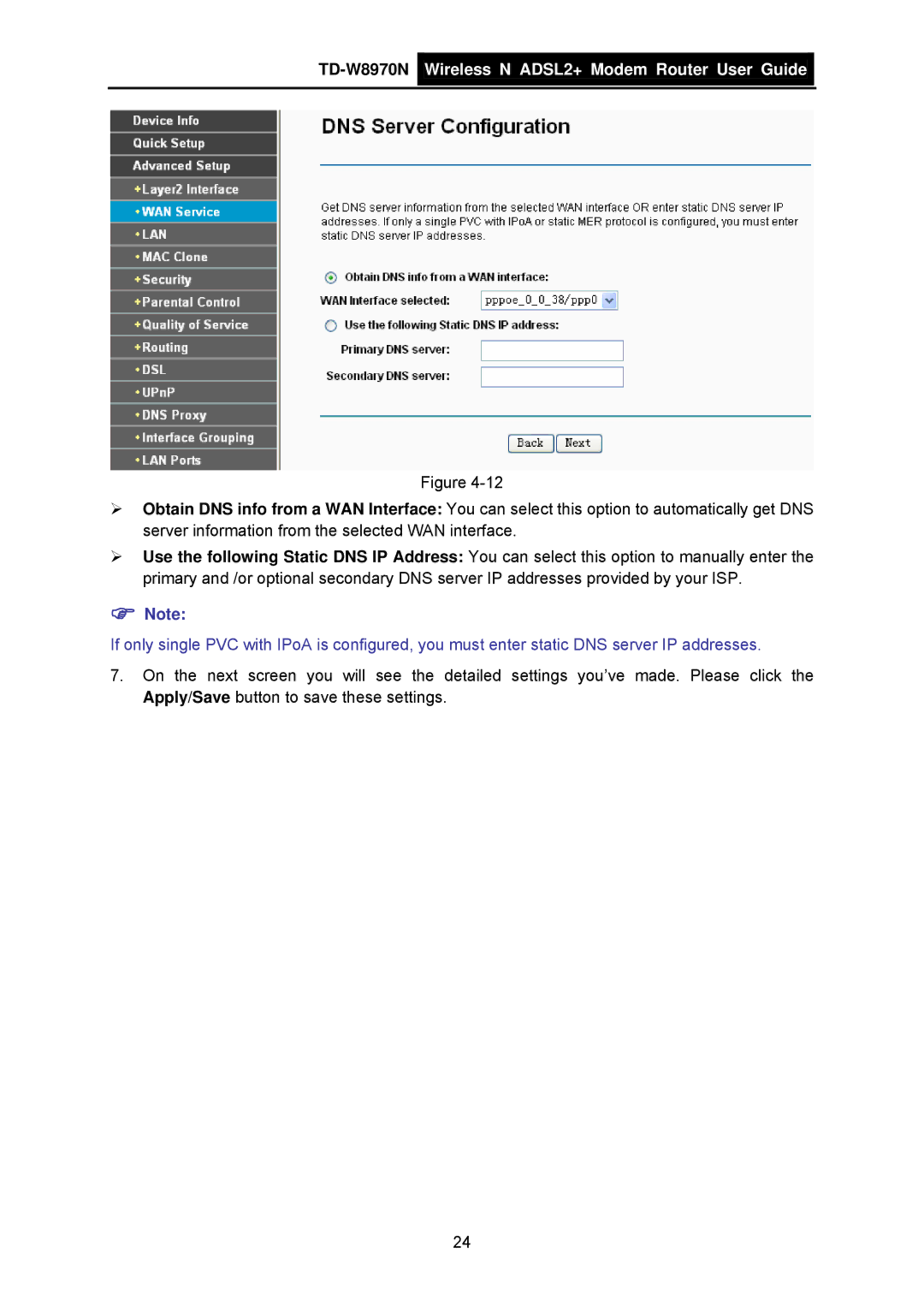 TP-Link manual TD-W8970N Wireless N ADSL2+ Modem Router User Guide 