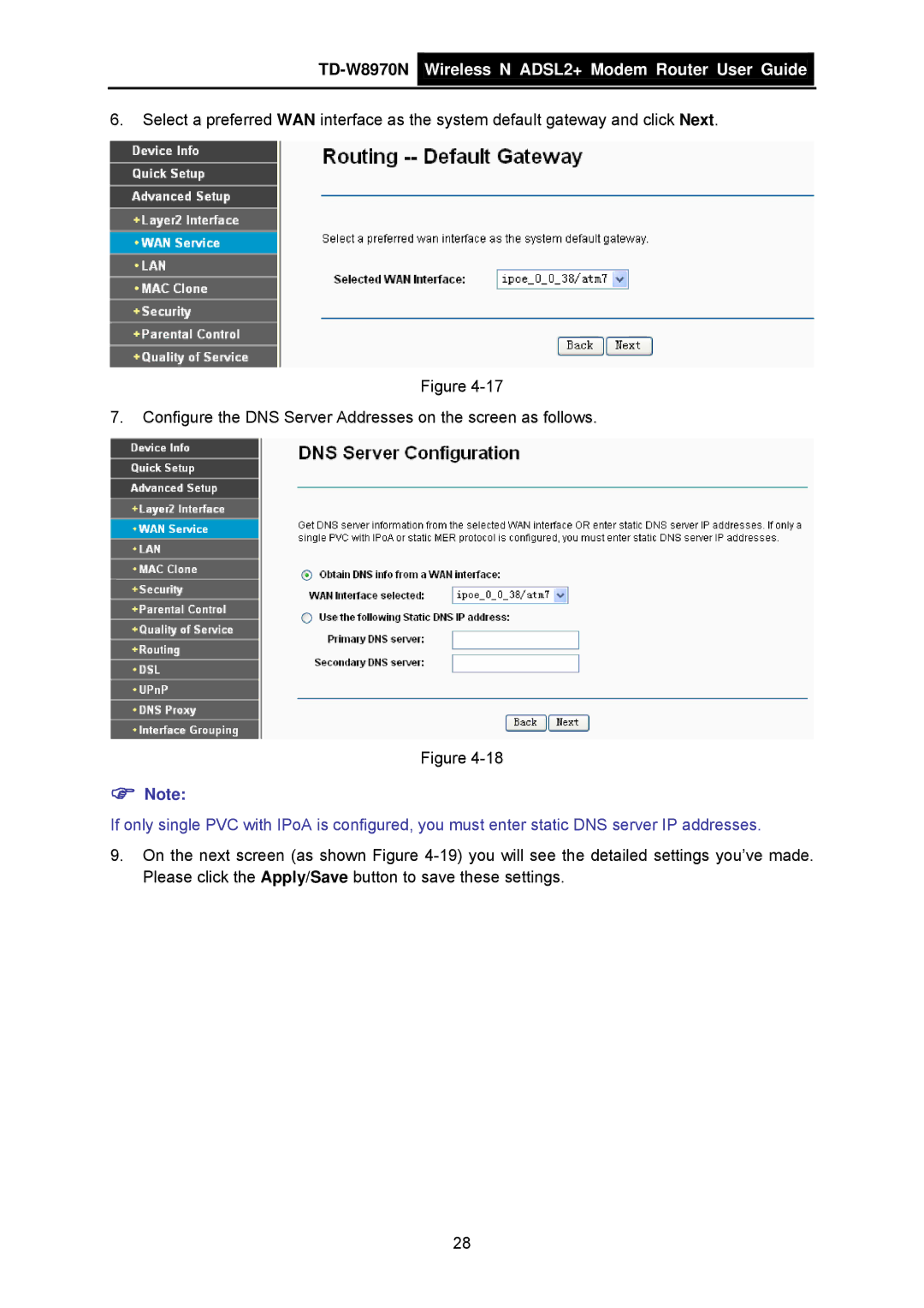 TP-Link manual TD-W8970N Wireless N ADSL2+ Modem Router User Guide 