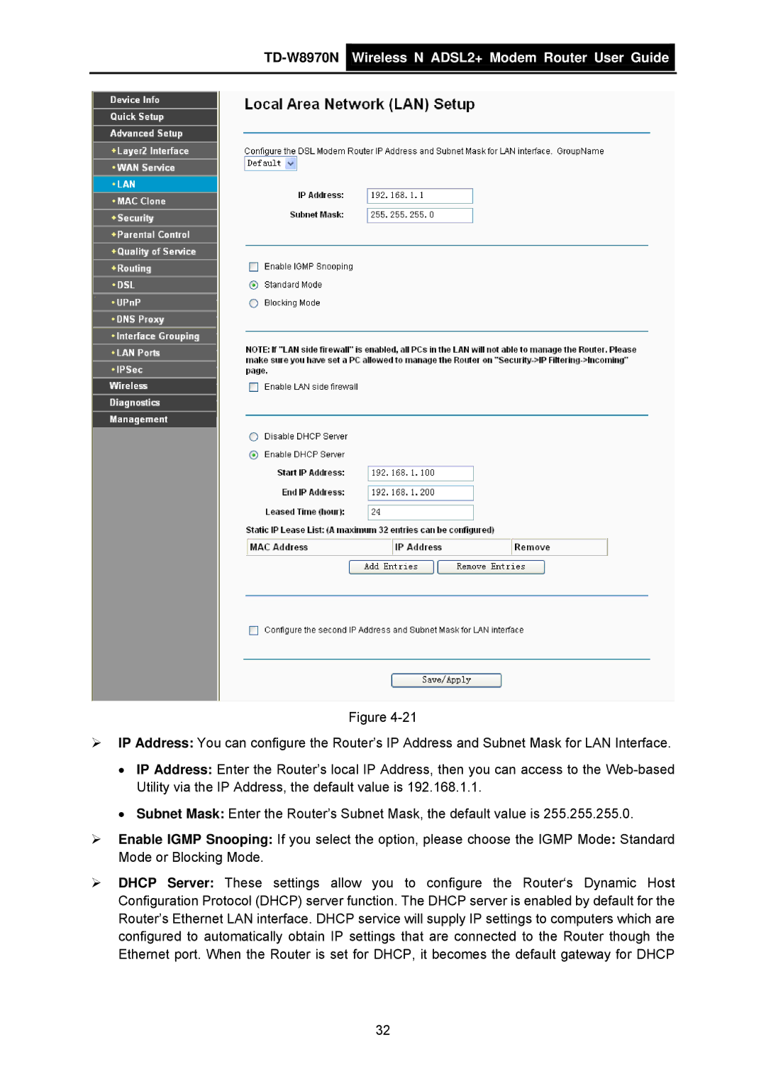 TP-Link manual TD-W8970N Wireless N ADSL2+ Modem Router User Guide 