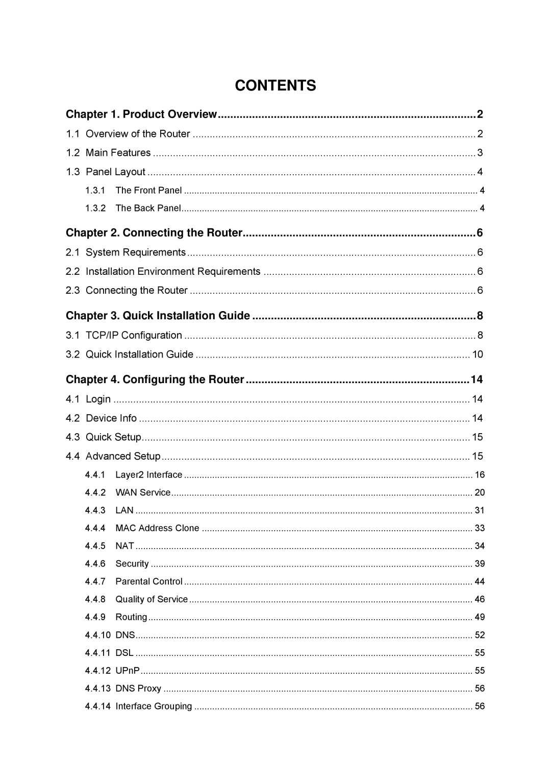 TP-Link TD-W8970N manual Contents 