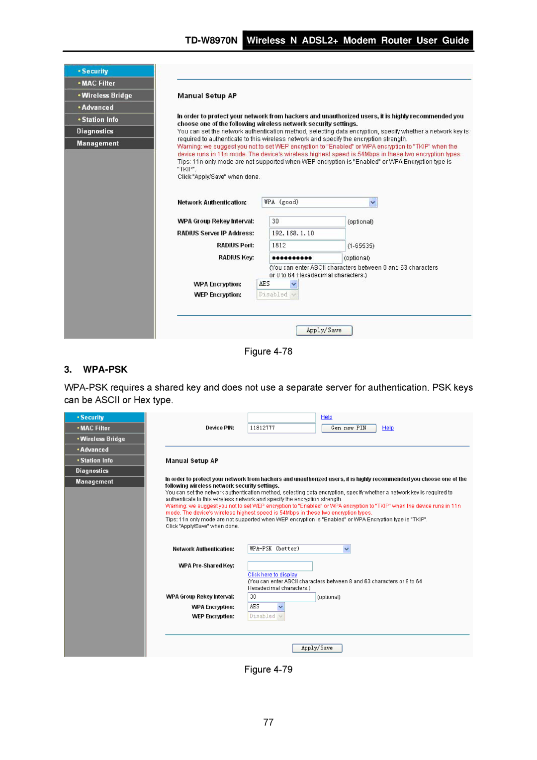 TP-Link TD-W8970N manual Wpa-Psk 