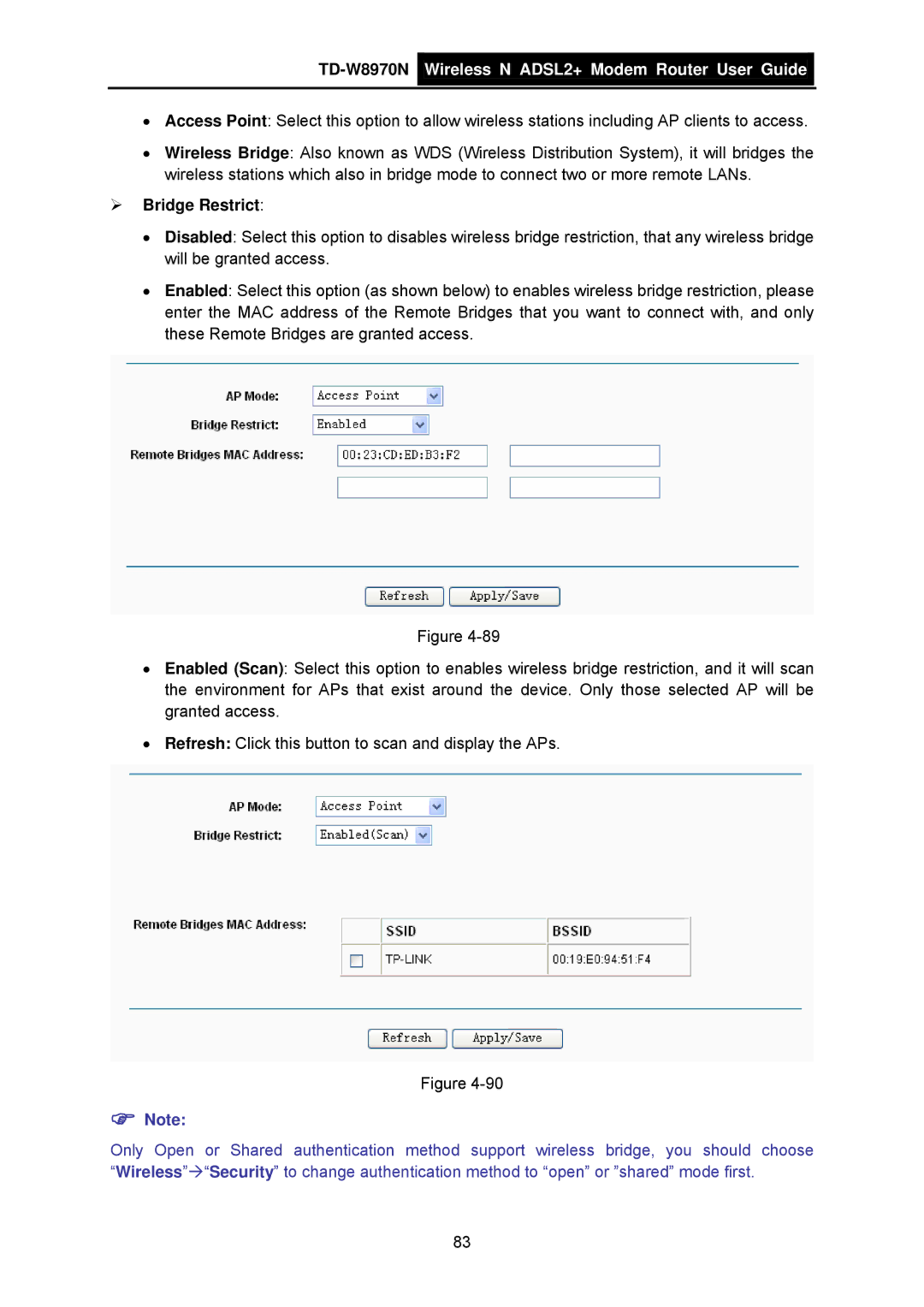 TP-Link TD-W8970N manual ¾ Bridge Restrict 