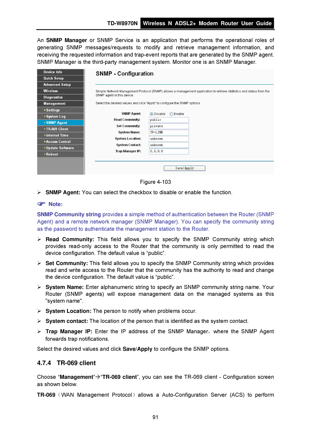 TP-Link TD-W8970N manual 4 TR-069 client 