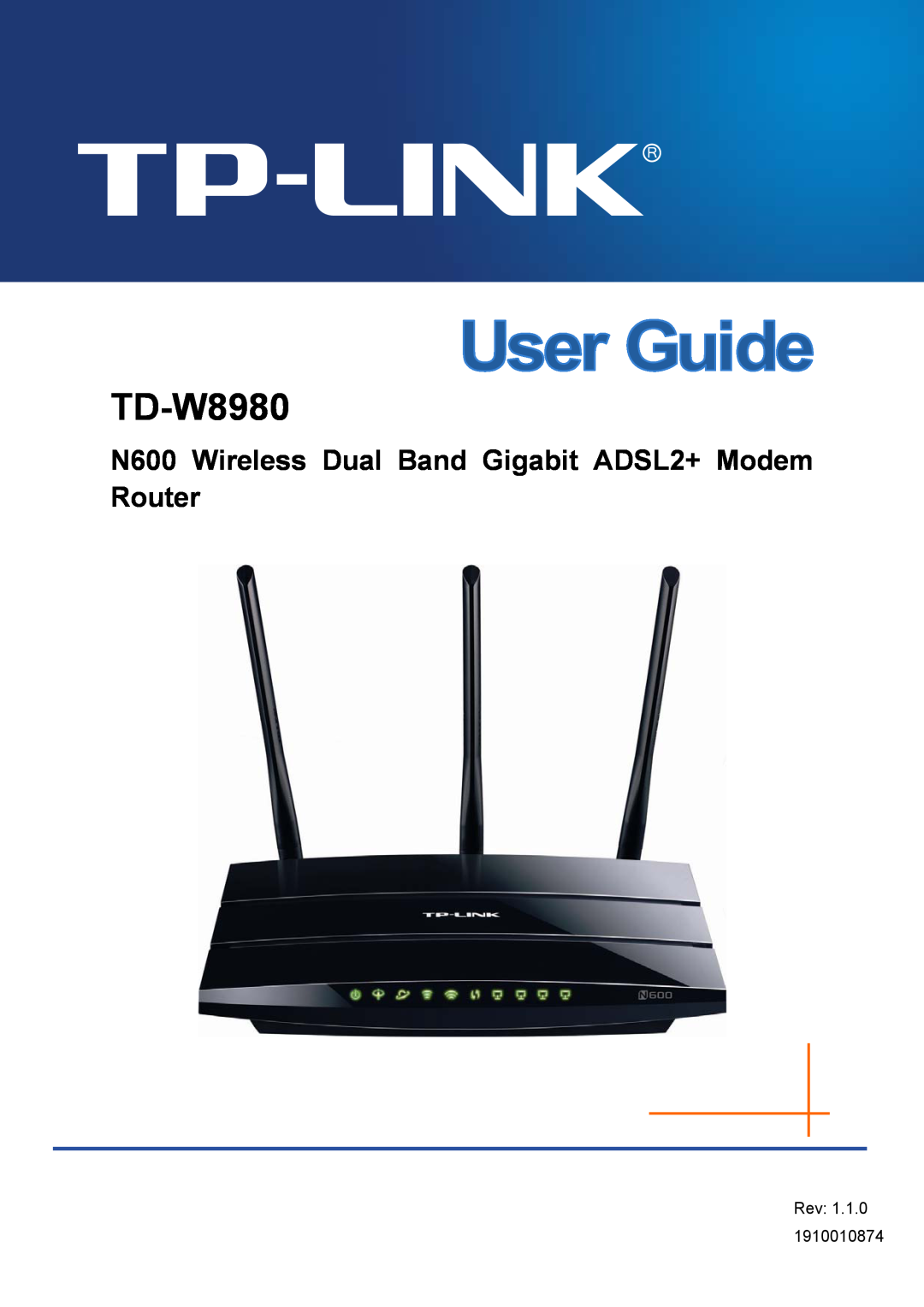 TP-Link TD-W8980 manual N600 Wireless Dual Band Gigabit ADSL2+ Modem Router 