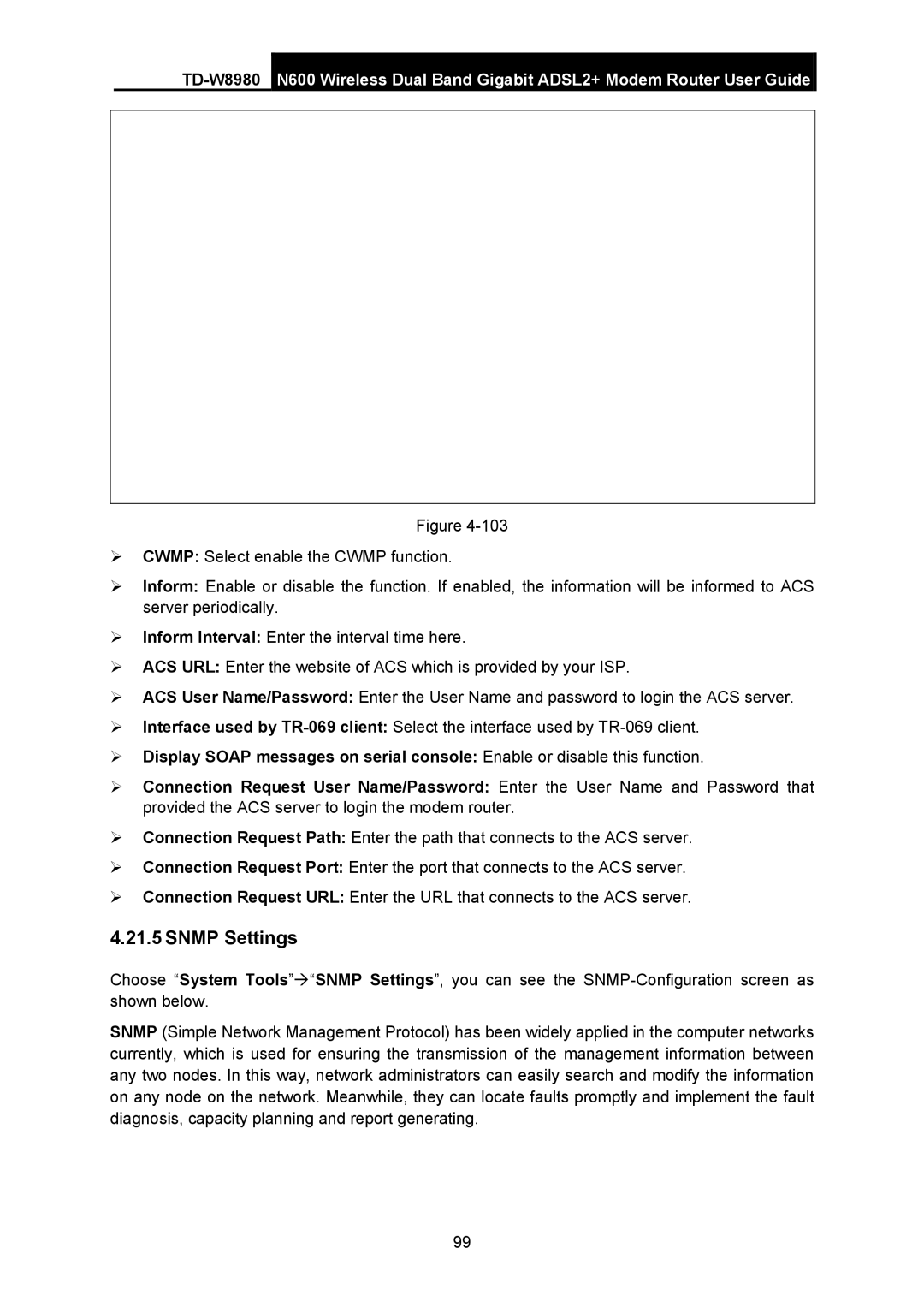 TP-Link TD-W8980 manual Snmp Settings 