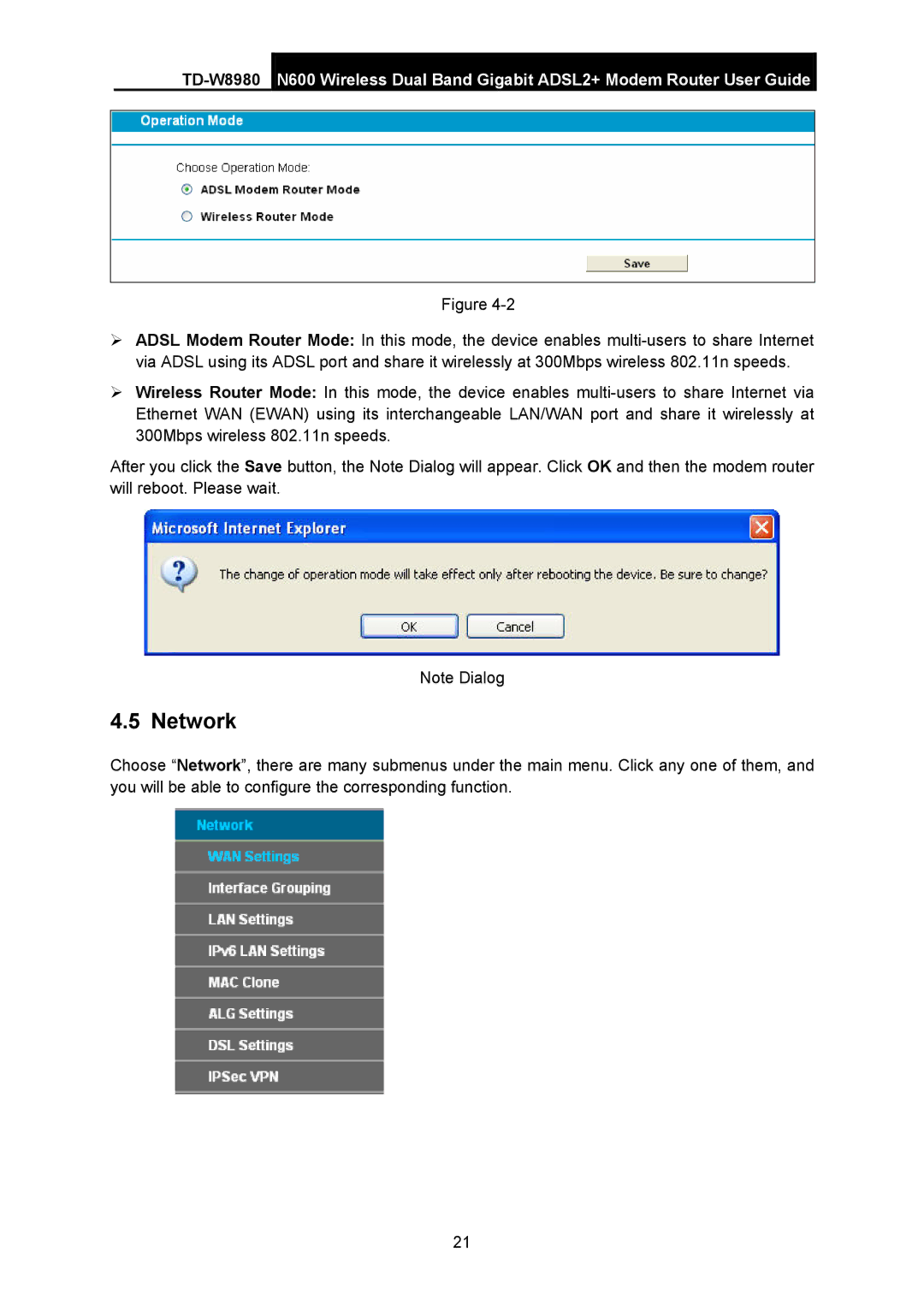 TP-Link TD-W8980 manual Network 