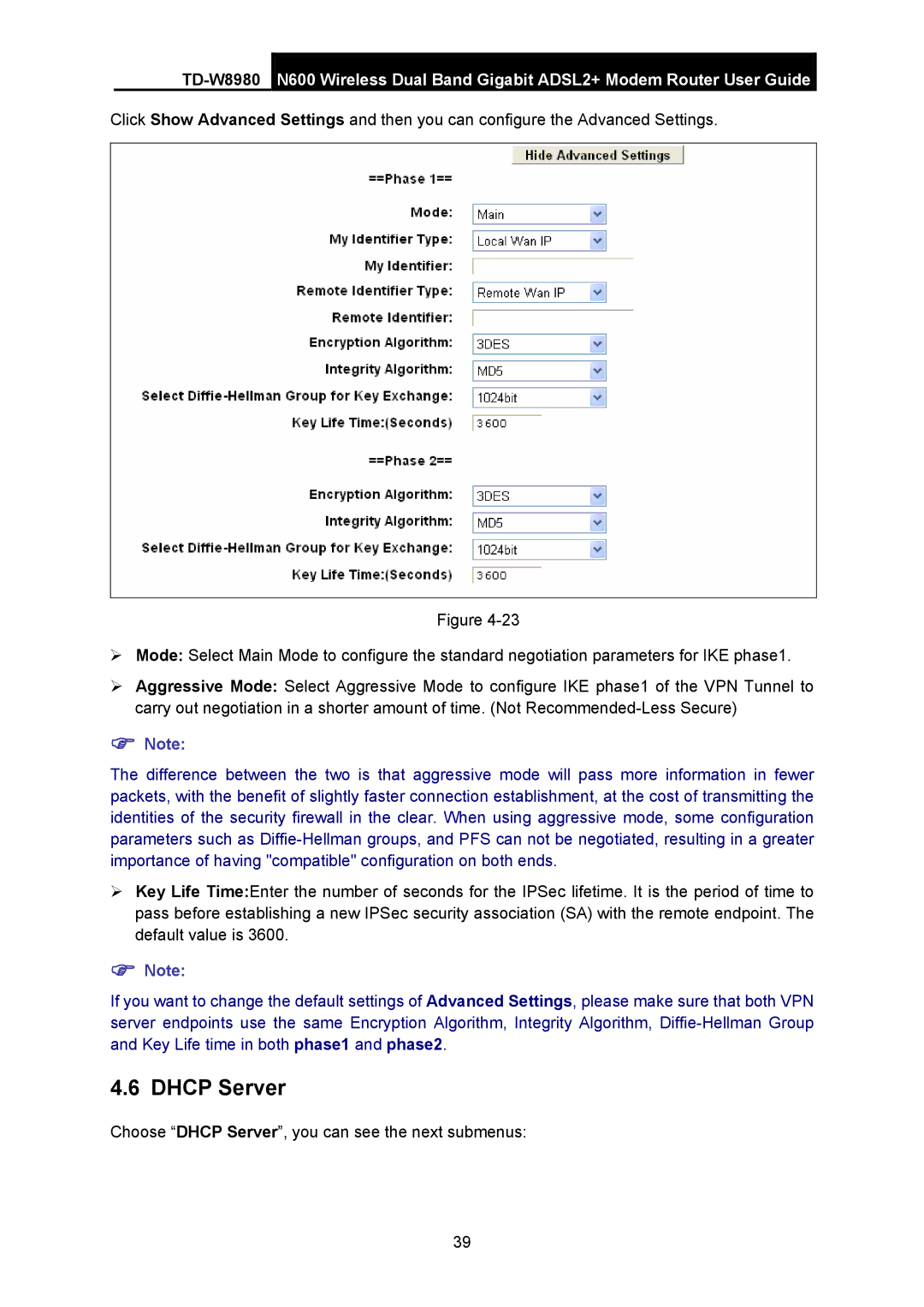 TP-Link TD-W8980 manual Dhcp Server 