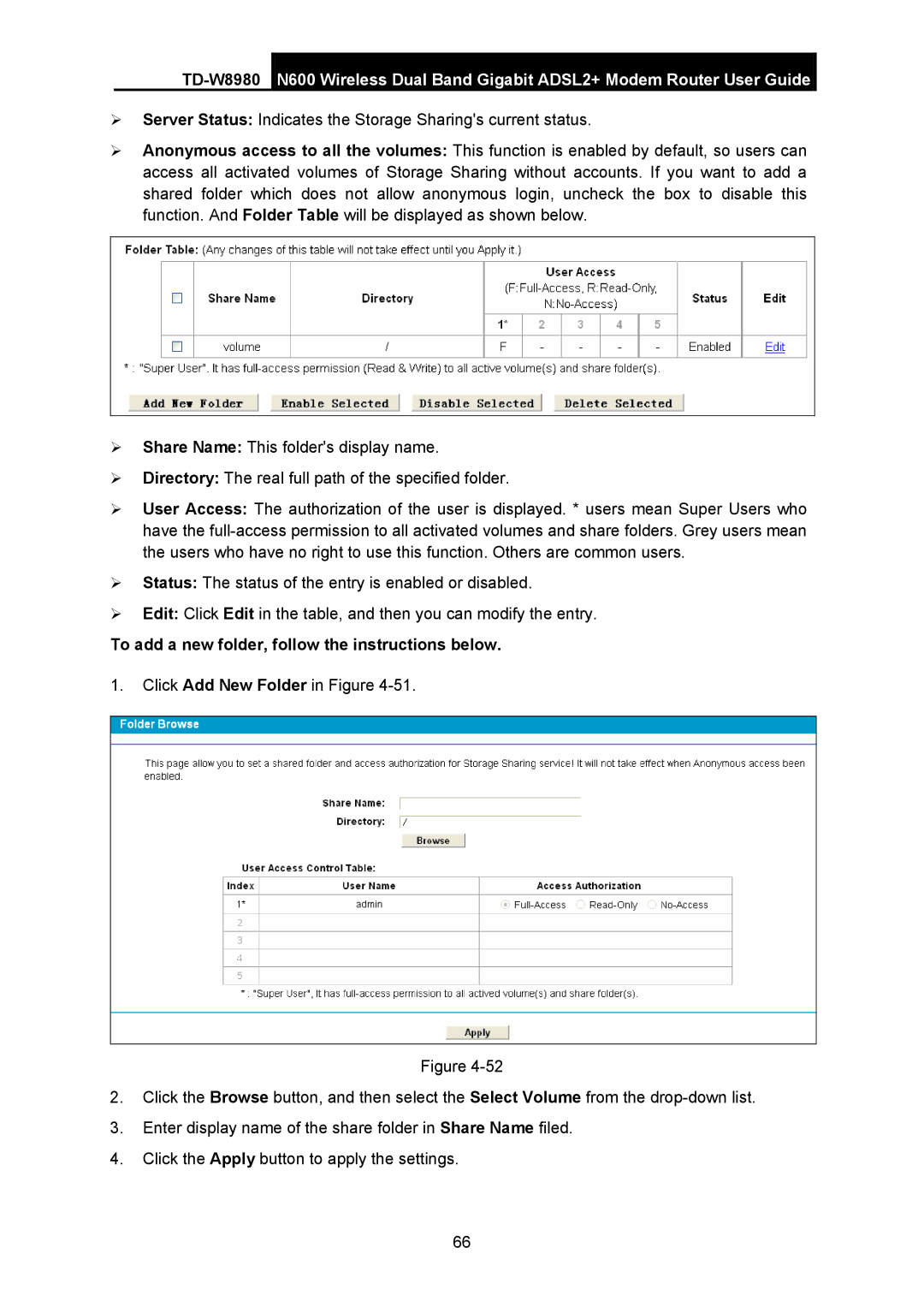 TP-Link TD-W8980 manual To add a new folder, follow the instructions below 