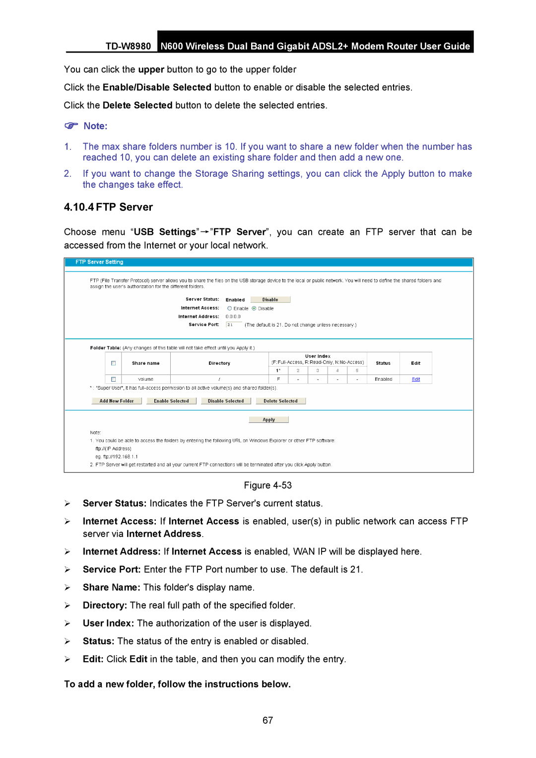 TP-Link TD-W8980 manual FTP Server 