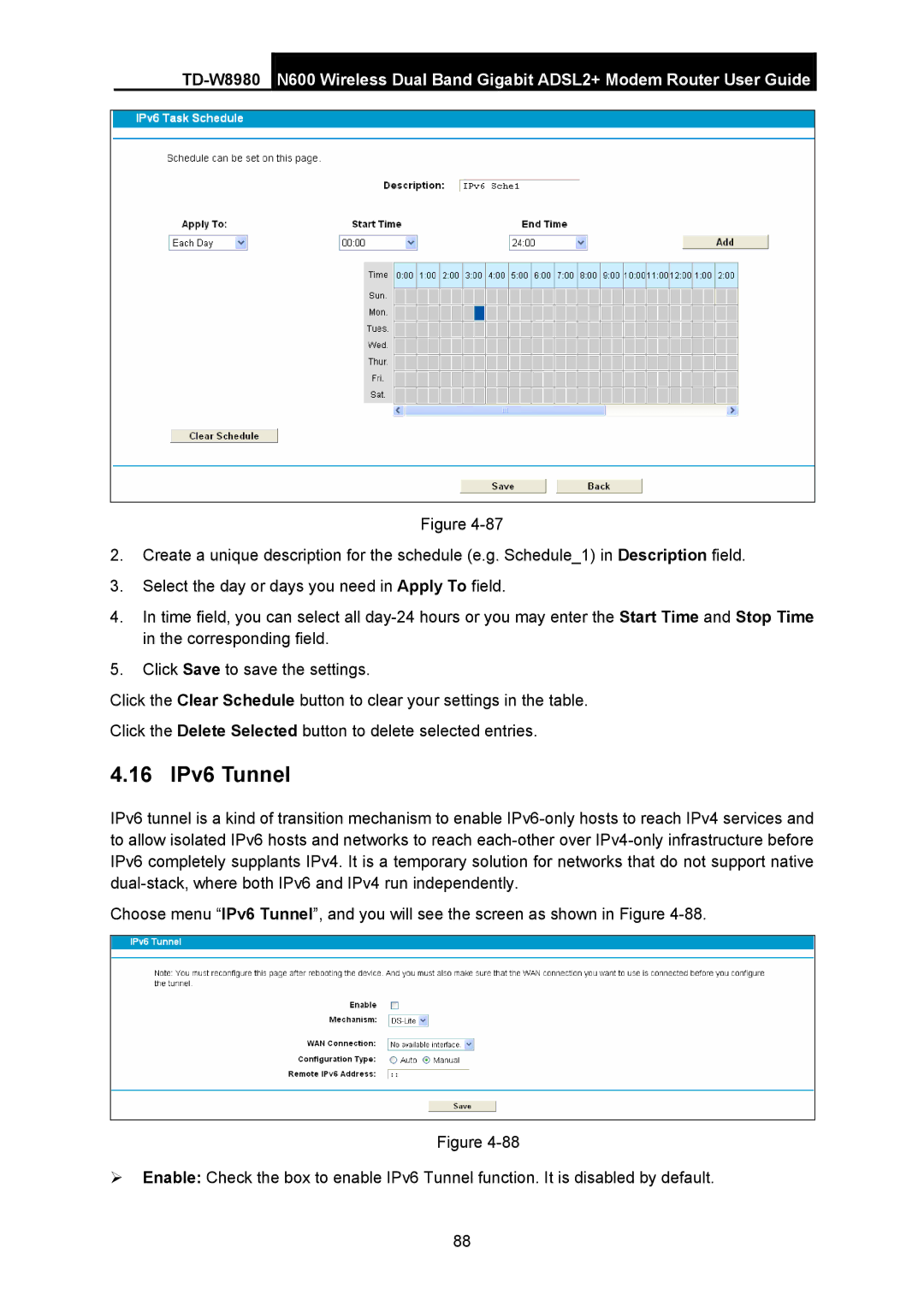 TP-Link TD-W8980 manual 16 IPv6 Tunnel 