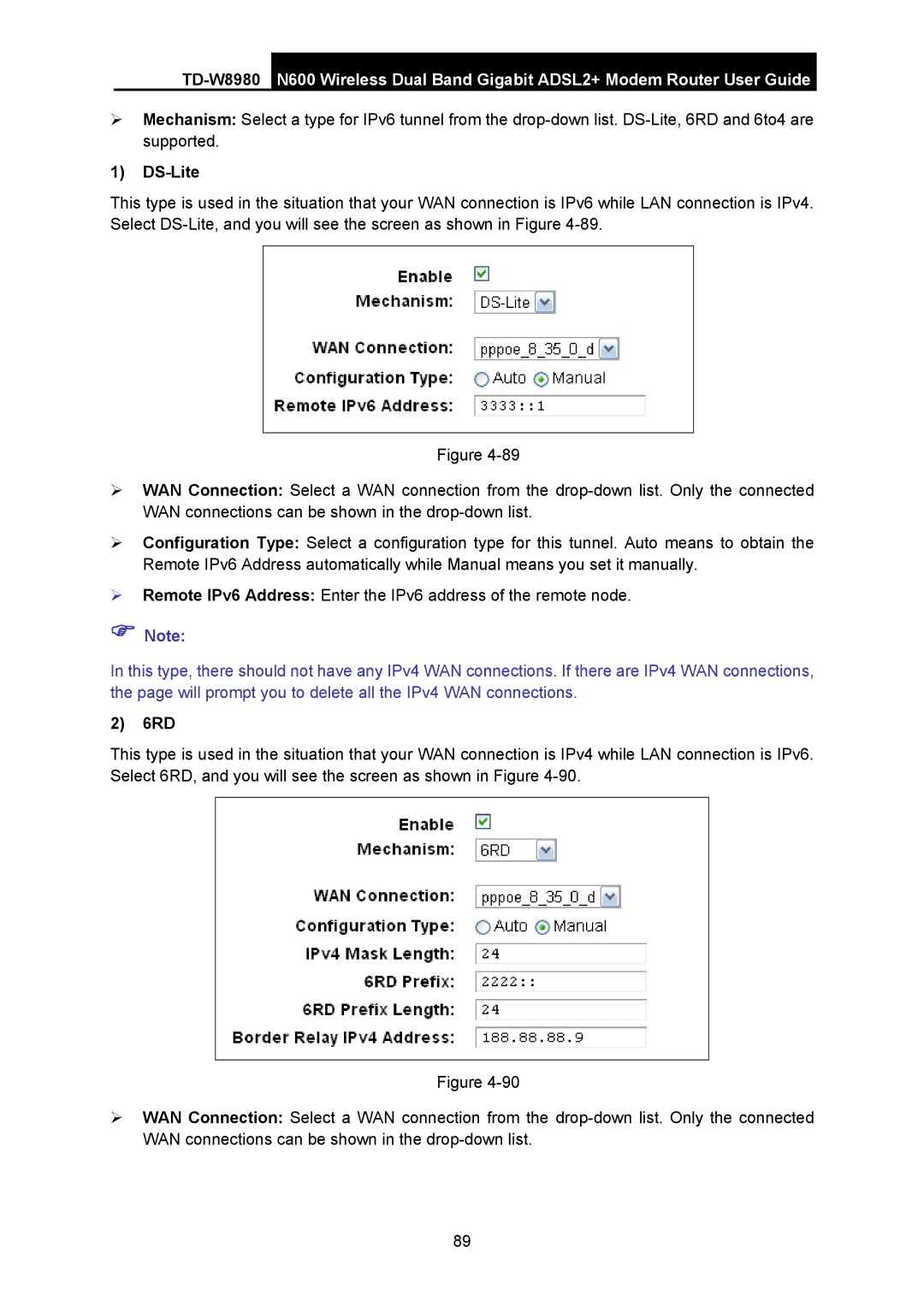 TP-Link TD-W8980 manual DS-Lite, 6RD 