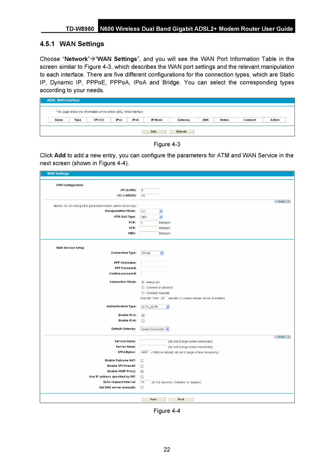 TP-Link TD-W8980 manual WAN Settings 