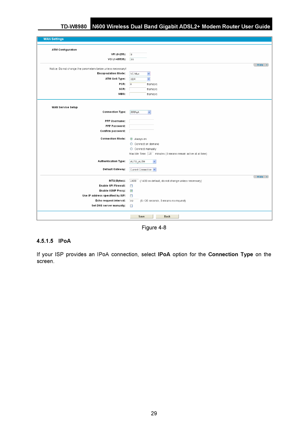 TP-Link TD-W8980 manual IPoA 