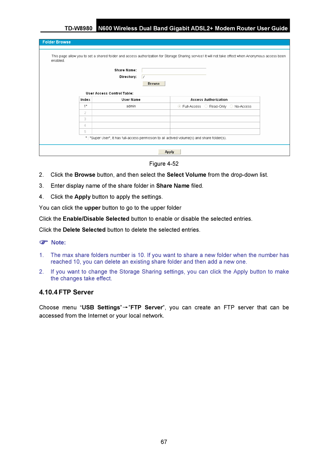 TP-Link TD-W8980 manual FTP Server 