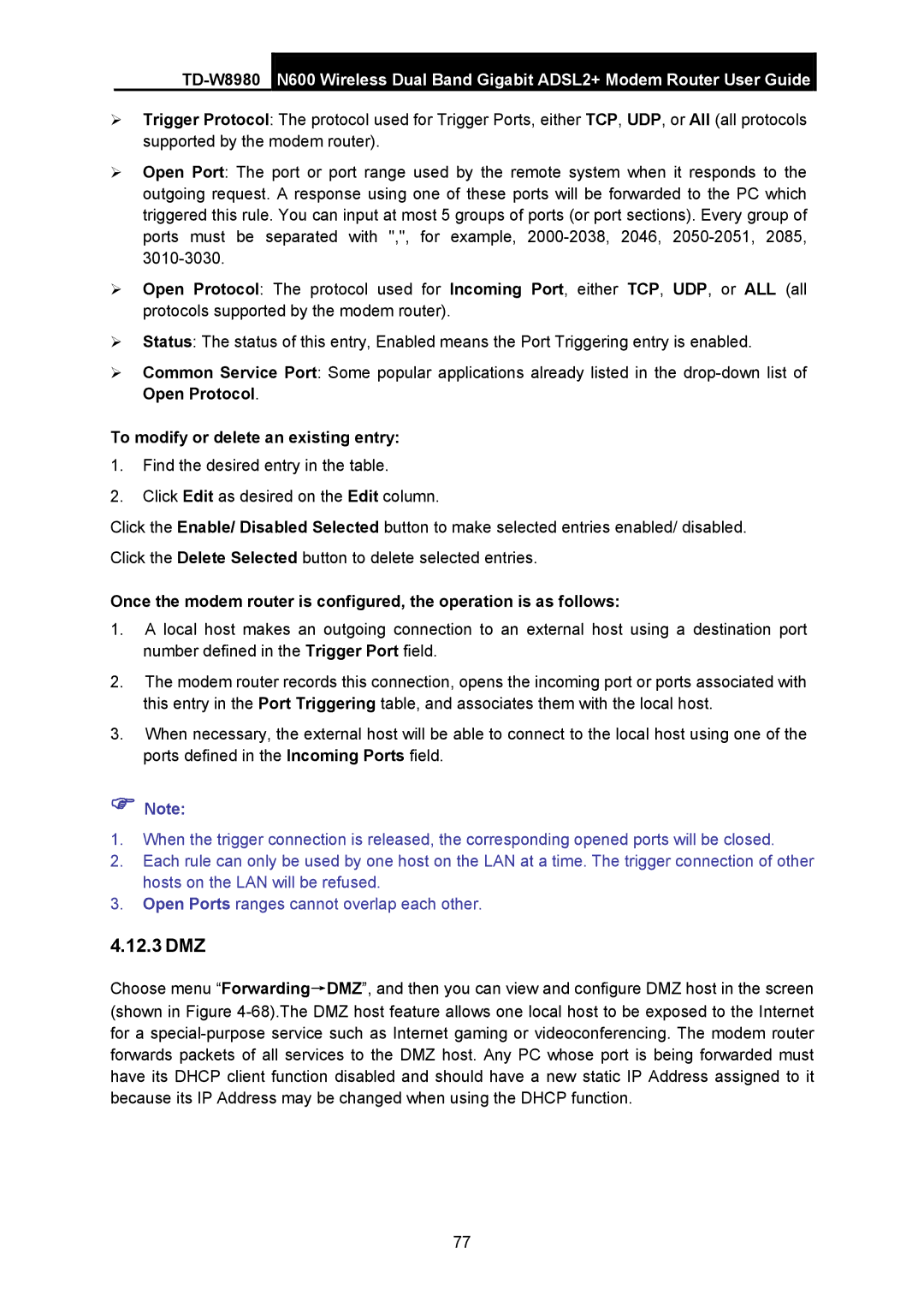 TP-Link TD-W8980 manual 12.3 DMZ 