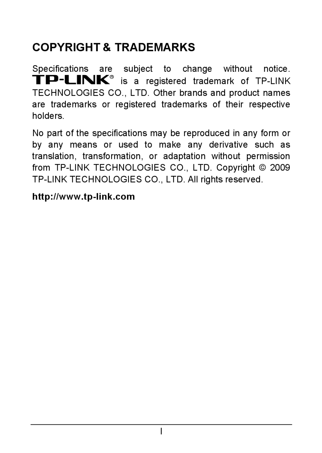 TP-Link TF-3200 manual Copyright & Trademarks 