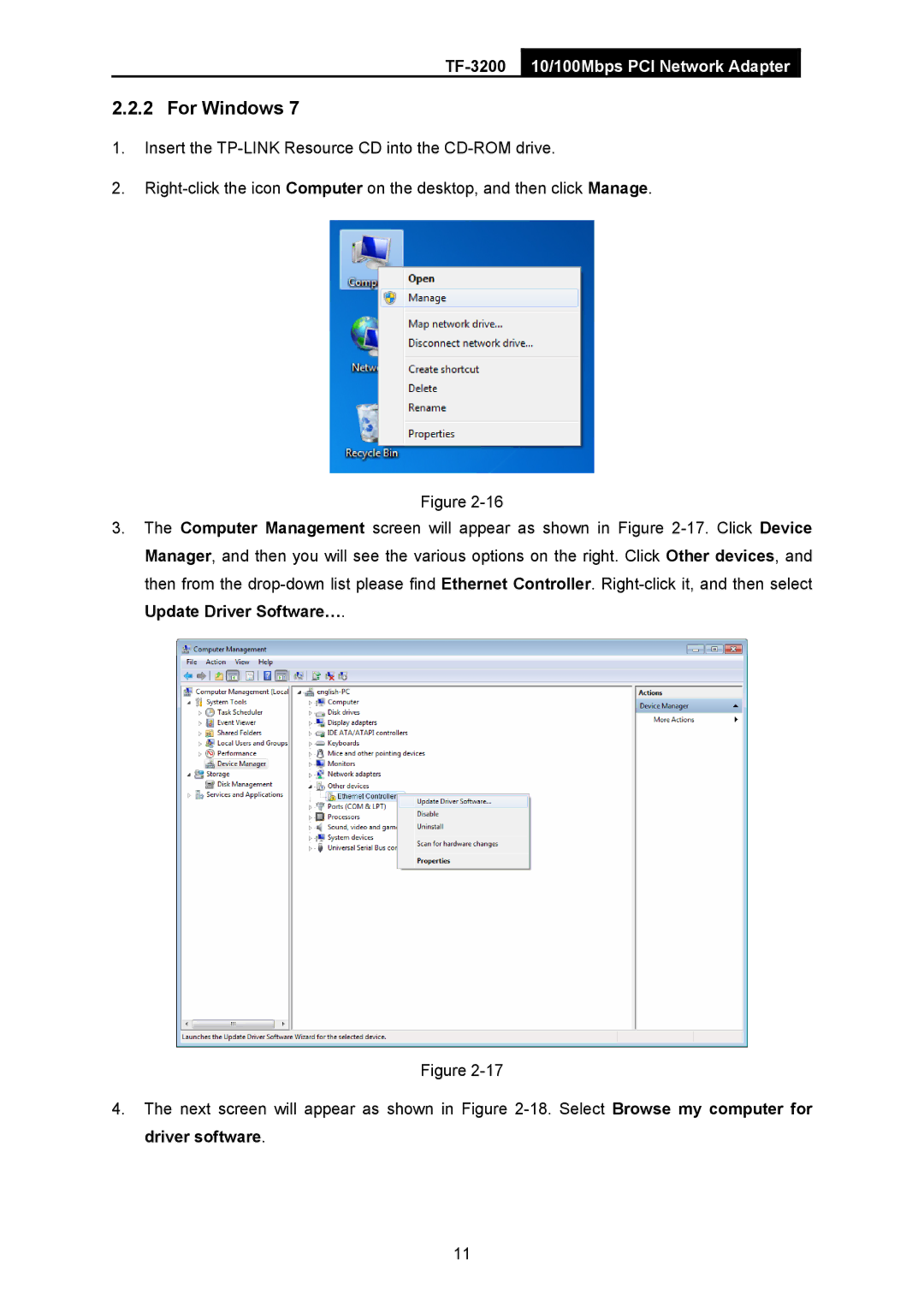 TP-Link TF-3200 manual For Windows 