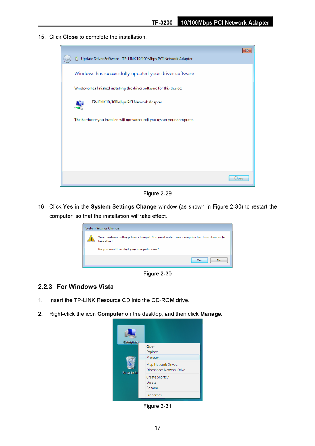 TP-Link TF-3200 manual For Windows Vista 