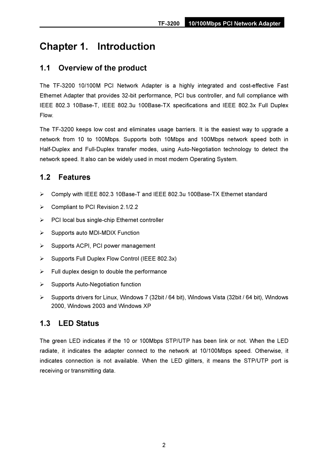 TP-Link TF-3200 manual Introduction, Overview of the product 