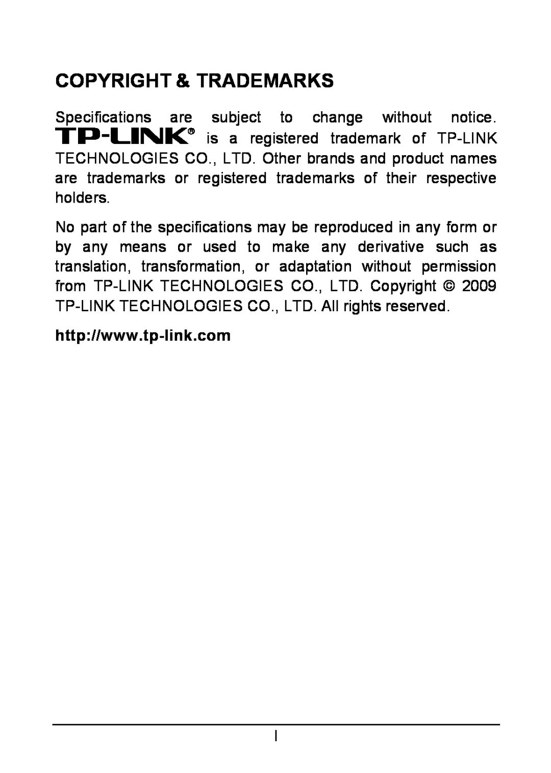 TP-Link TF-3200 manual Copyright & Trademarks 