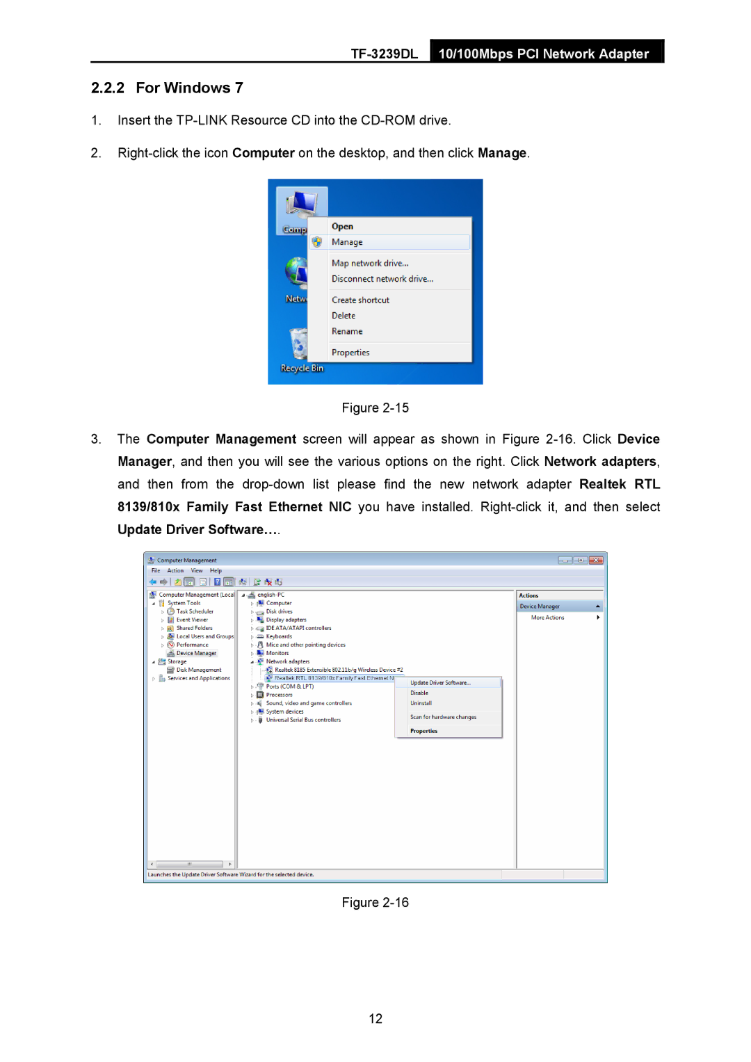 TP-Link TF-3239DL manual For Windows 