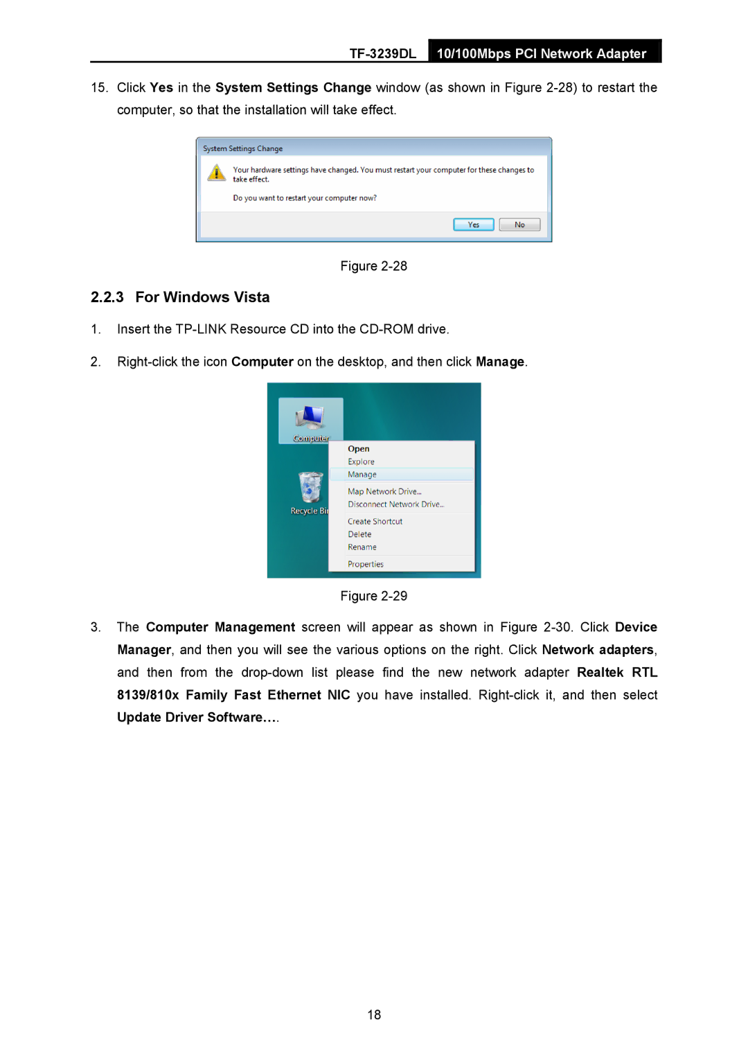 TP-Link TF-3239DL manual For Windows Vista 