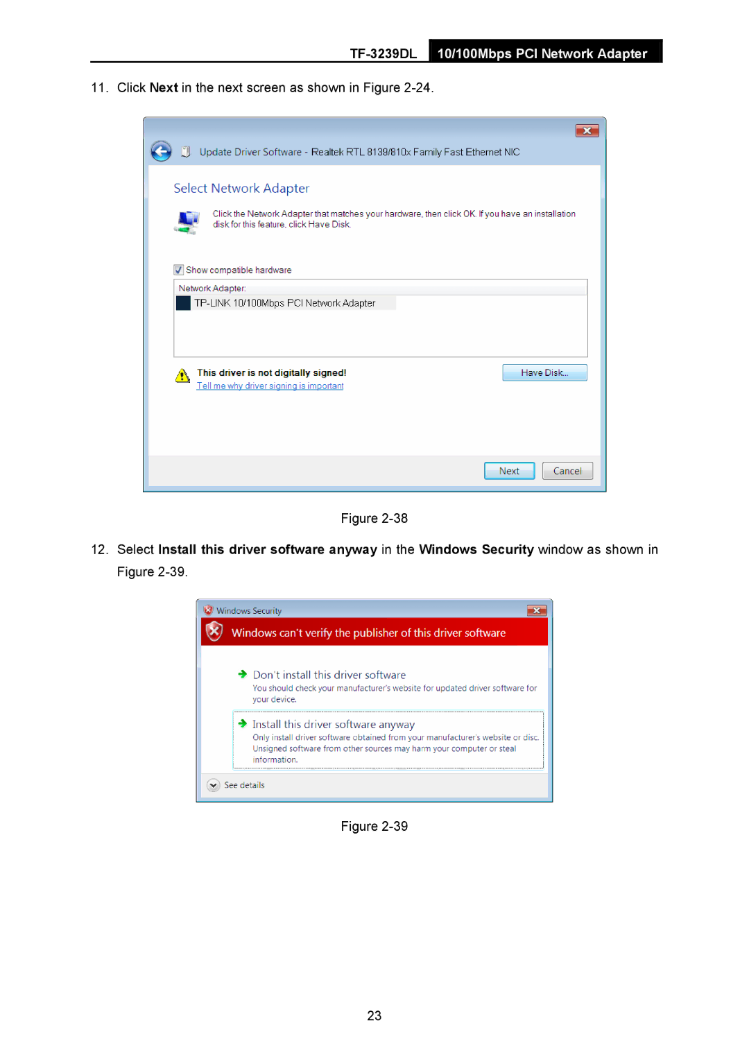 TP-Link TF-3239DL manual Click Next in the next screen as shown in Figure 