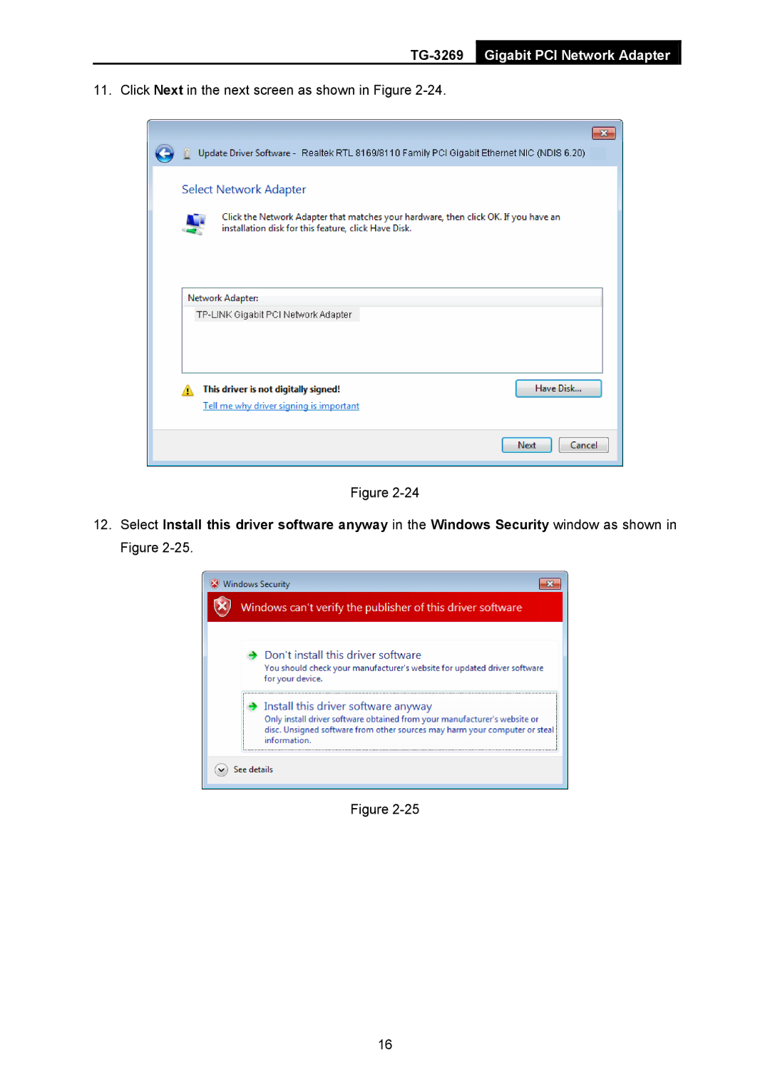 TP-Link TG-3269 manual Click Next in the next screen as shown in Figure 