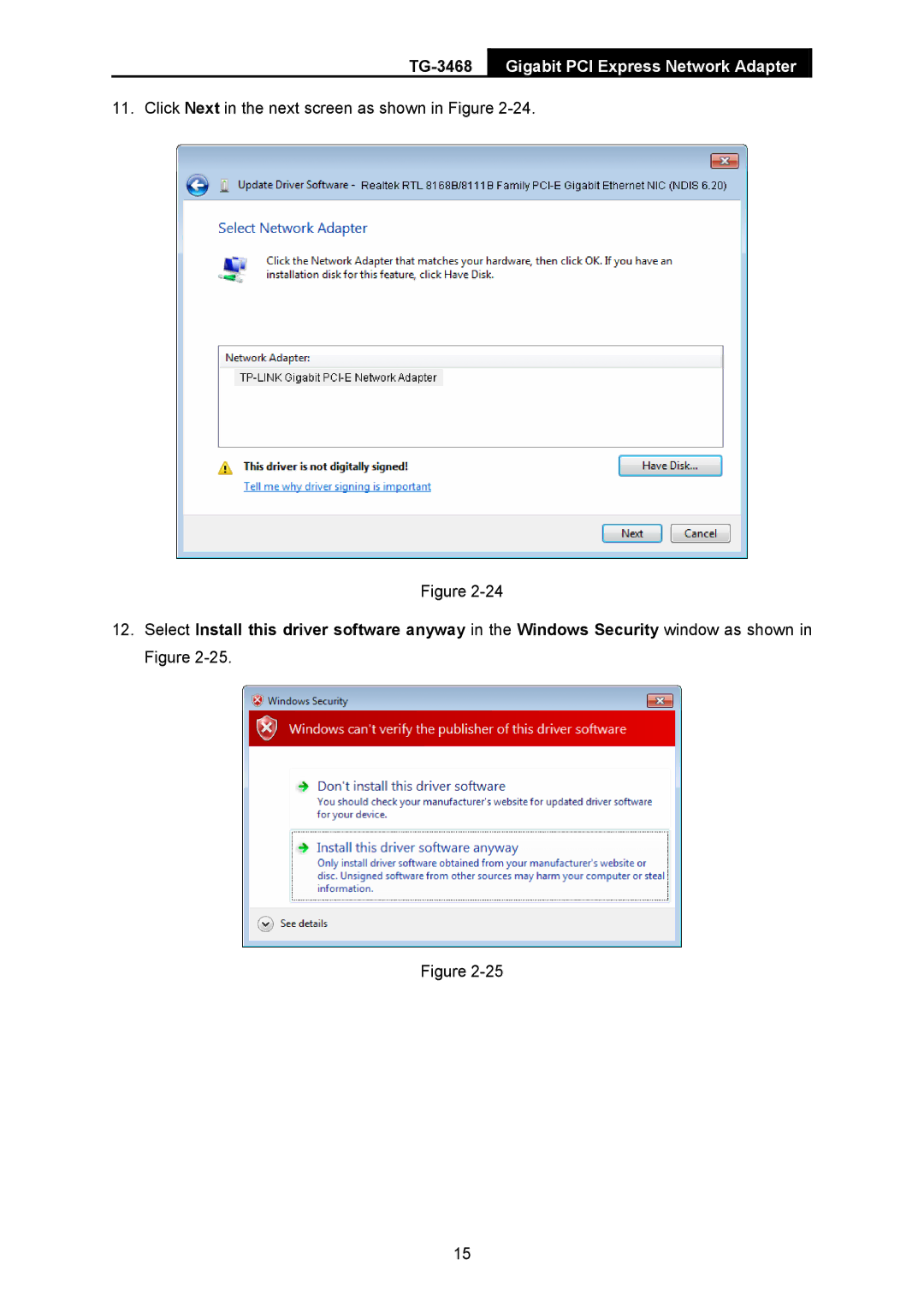 TP-Link TG-3468 manual Click Next in the next screen as shown in Figure 