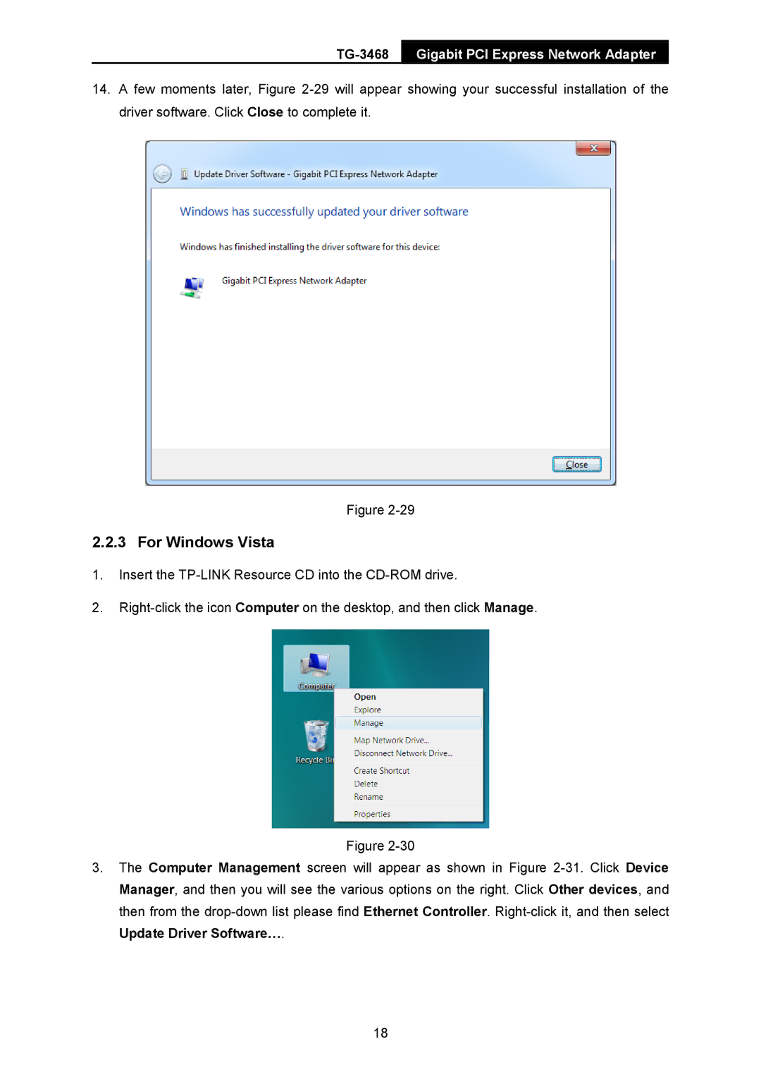 TP-Link TG-3468 manual For Windows Vista 