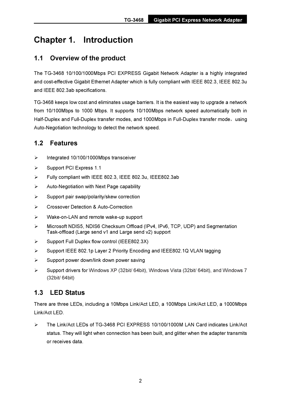 TP-Link TG-3468 manual Introduction, Overview of the product 