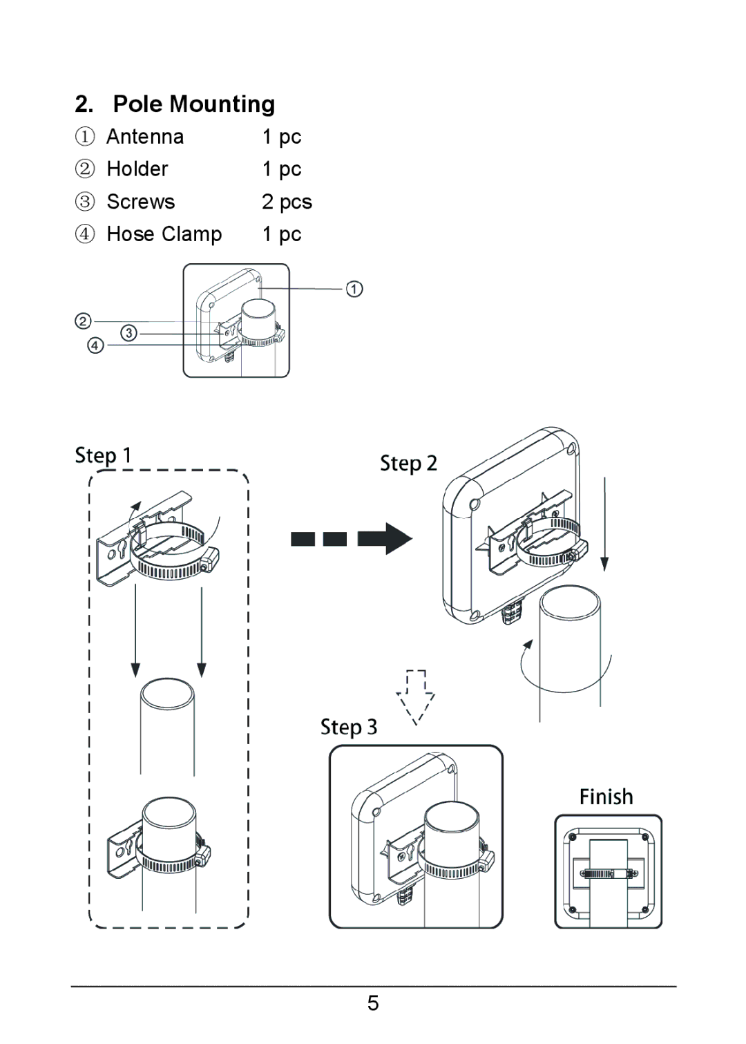 TP-Link TL-ANT2409A manual Pole Mounting 