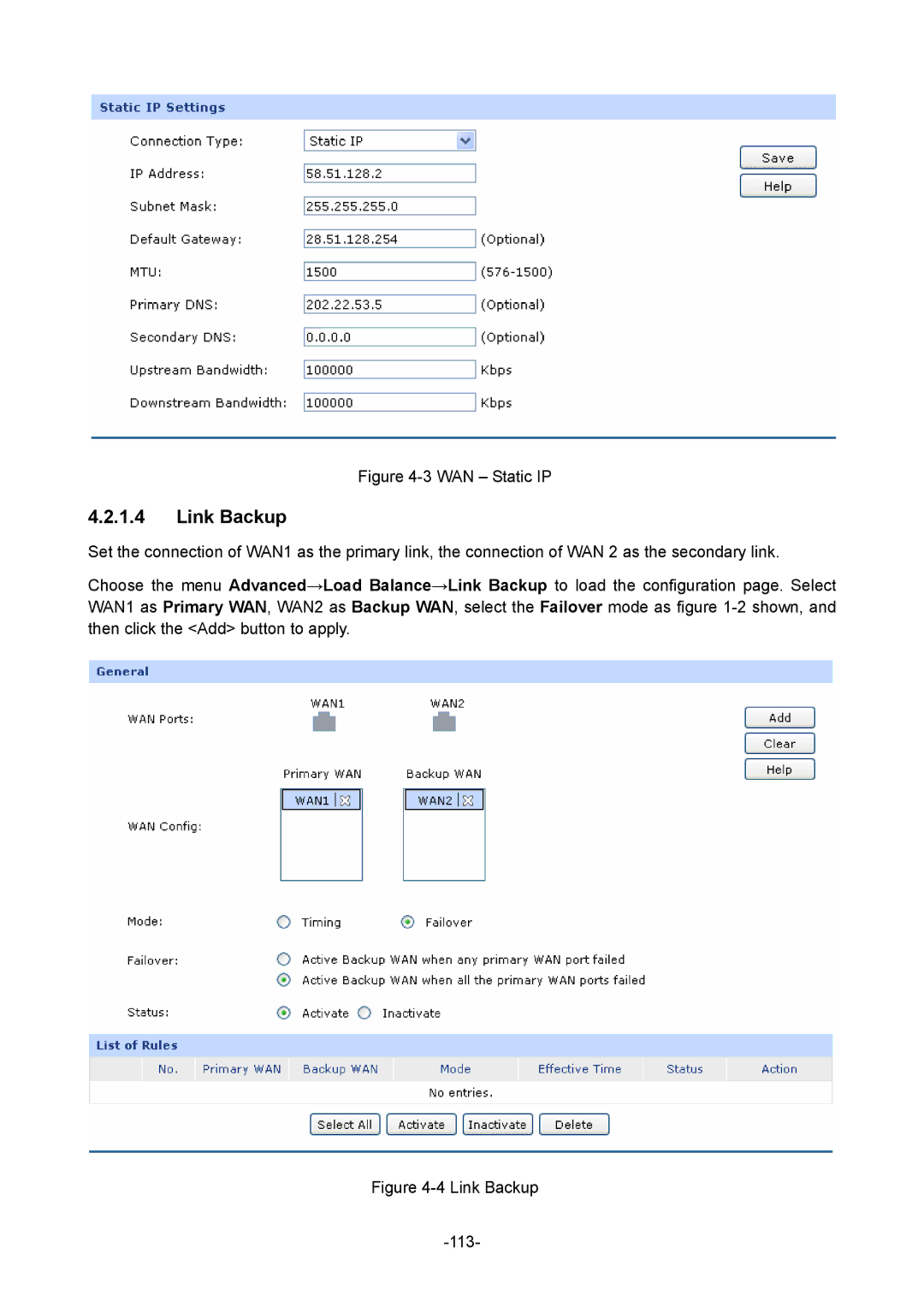 TP-Link TL-ER5120 manual WAN Static IP 