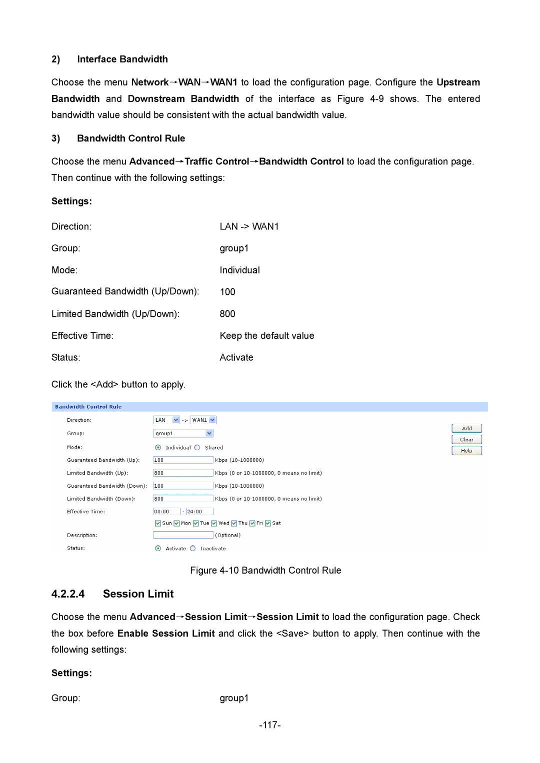 TP-Link TL-ER5120 manual Interface Bandwidth, Bandwidth Control Rule 