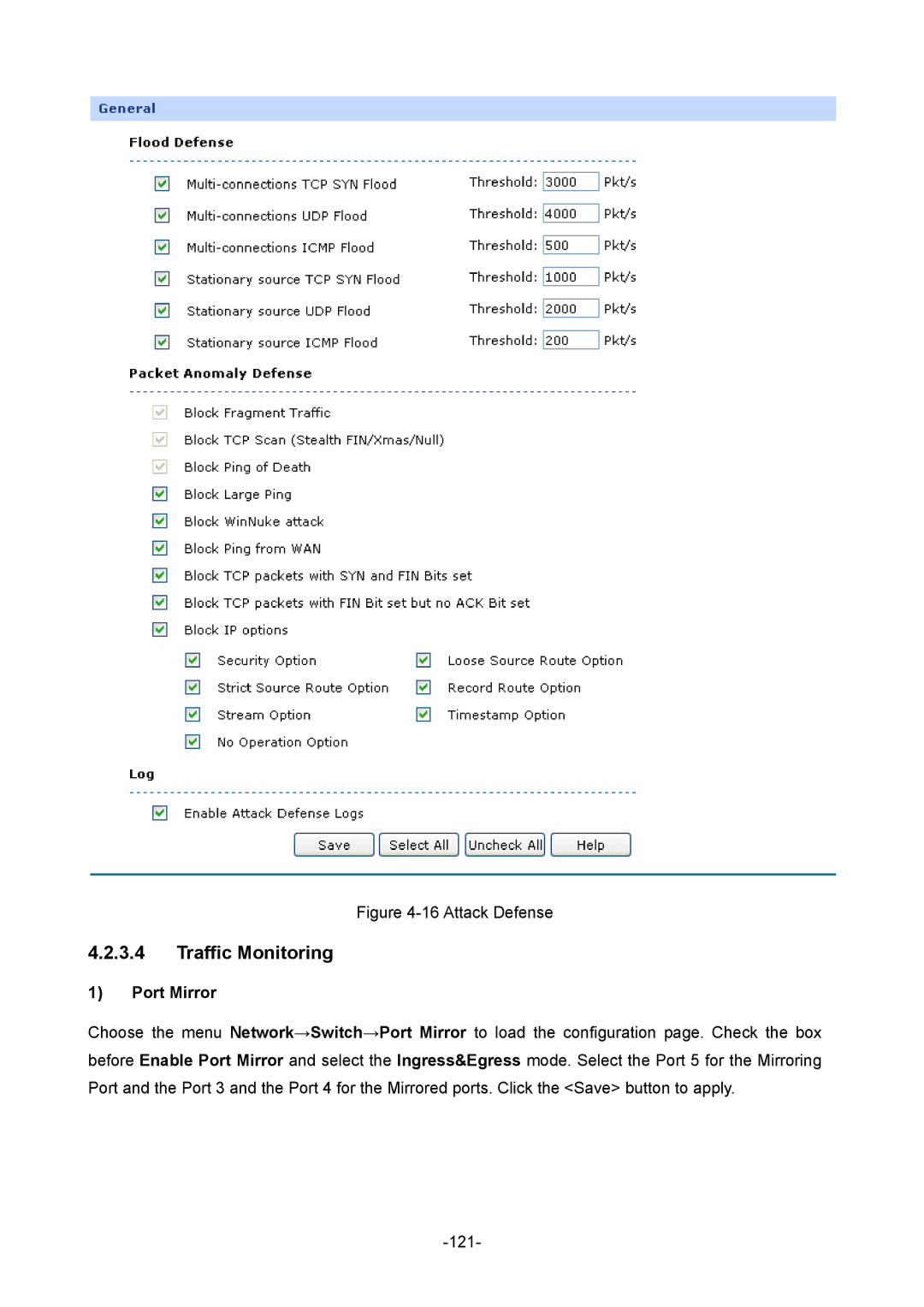 TP-Link TL-ER5120 manual Traffic Monitoring, Port Mirror 