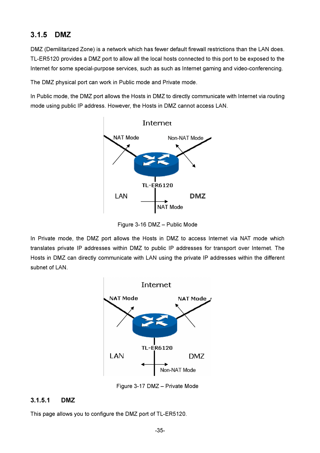 TP-Link TL-ER5120 manual 5 DMZ, 5.1 DMZ 