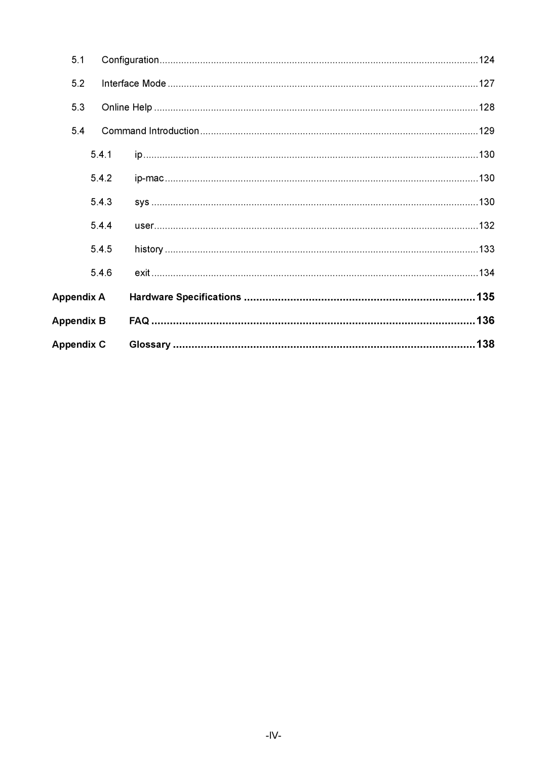 TP-Link TL-ER5120 manual Hardware Specifications 135, 136, Glossary 138 