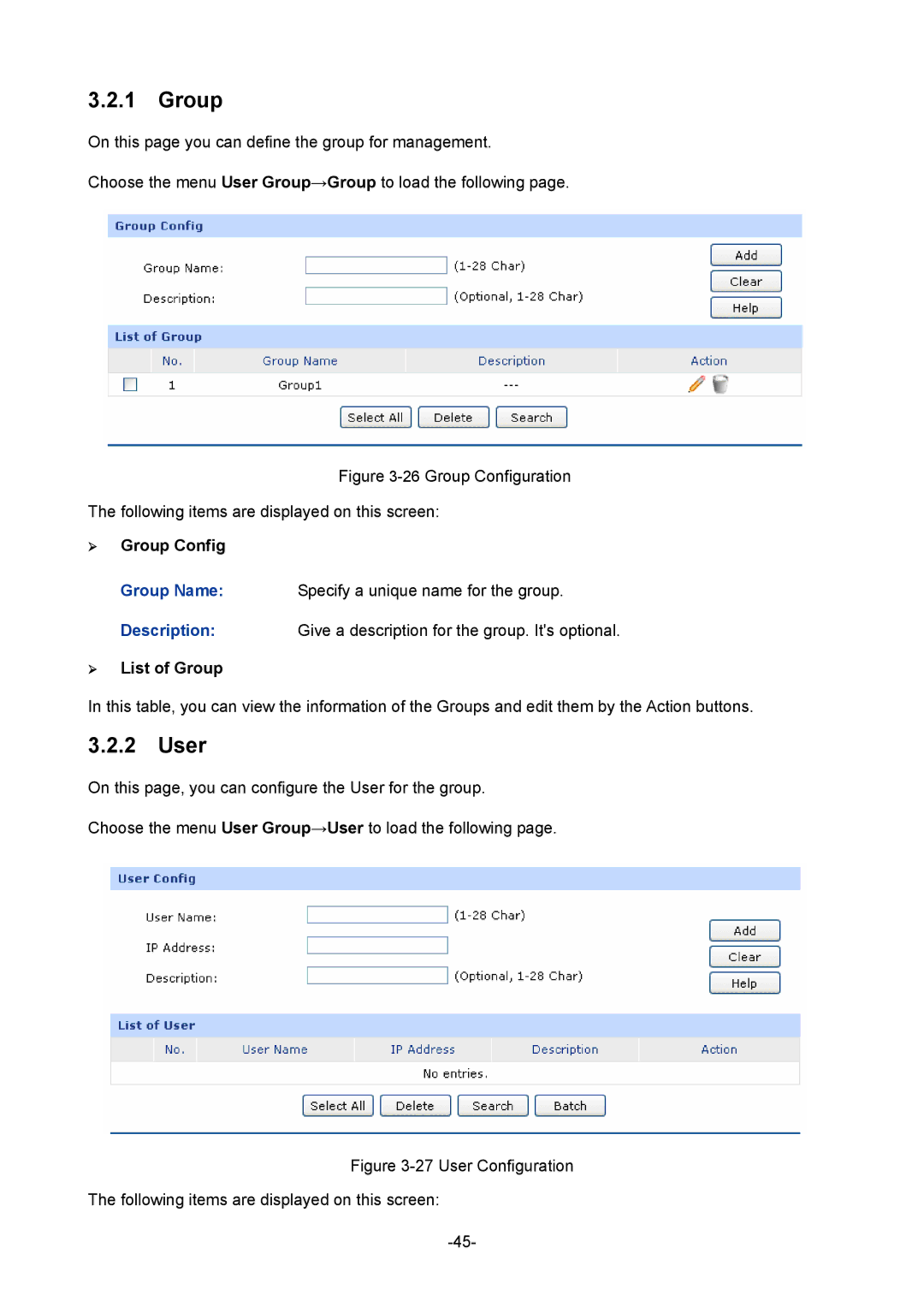 TP-Link TL-ER5120 manual User, ¾ Group Config, ¾ List of Group 