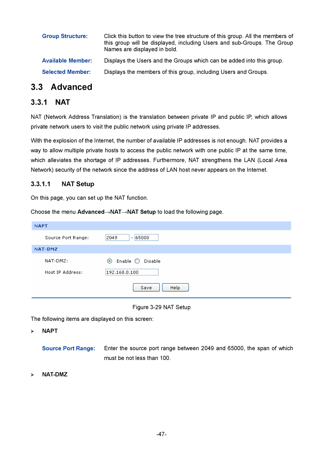 TP-Link TL-ER5120 manual Advanced, 1 NAT, NAT Setup 