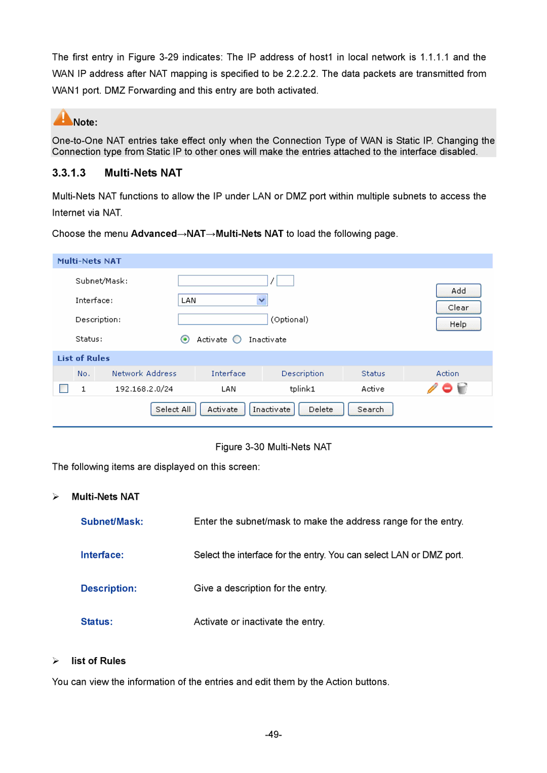 TP-Link TL-ER5120 manual ¾ Multi-Nets NAT 