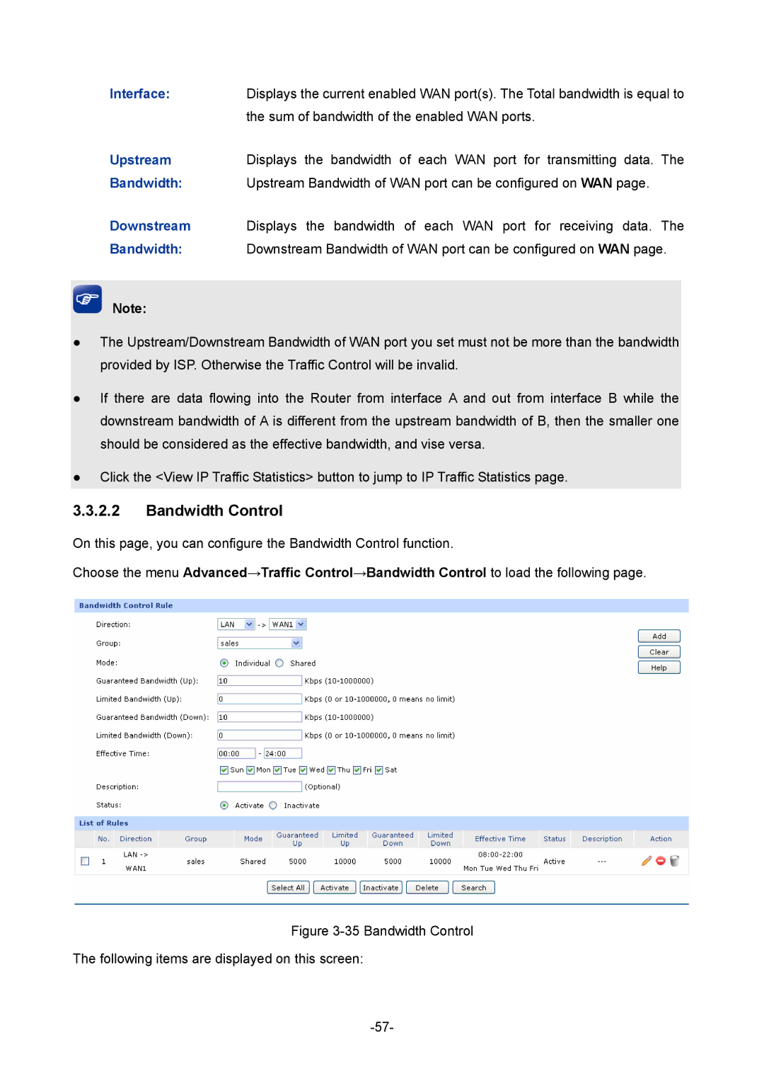 TP-Link TL-ER5120 manual Bandwidth Control, Interface 