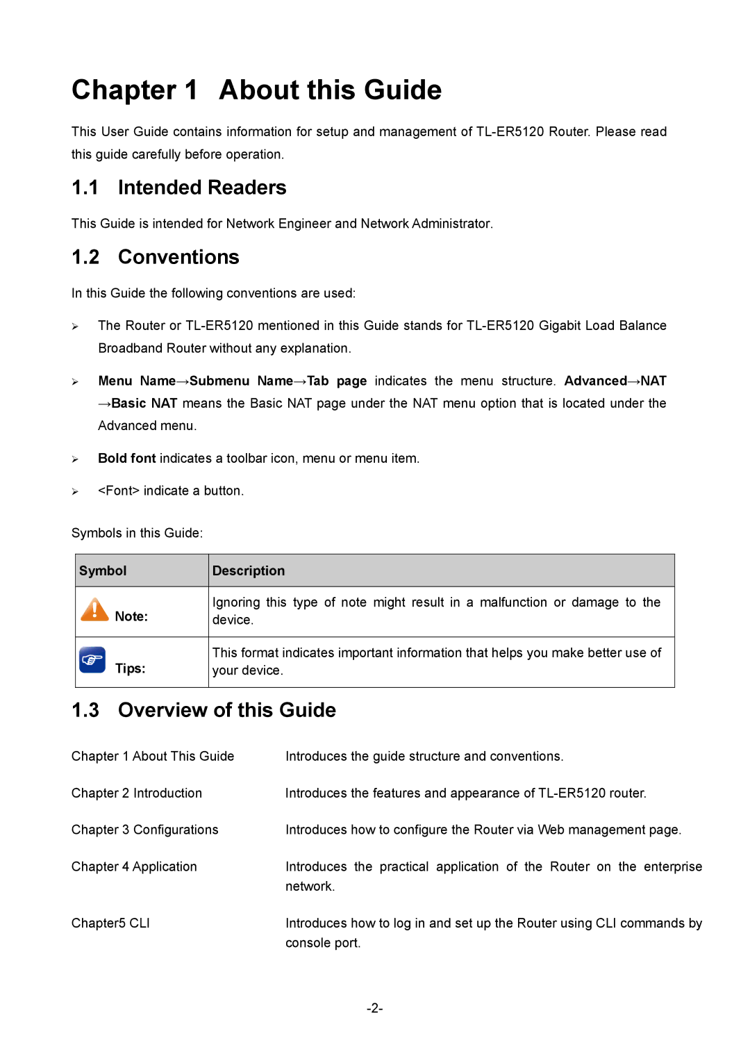 TP-Link TL-ER5120 manual Intended Readers, Conventions, Overview of this Guide 