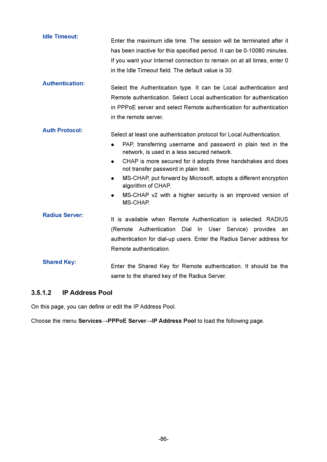 TP-Link TL-ER5120 manual IP Address Pool 