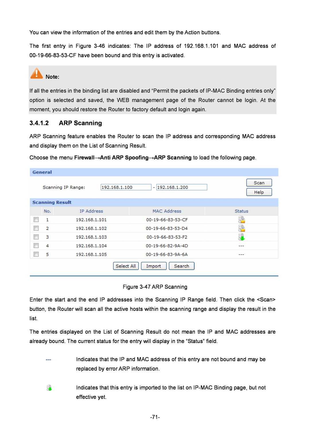 TP-Link TL-ER6020 manual ARP Scanning 