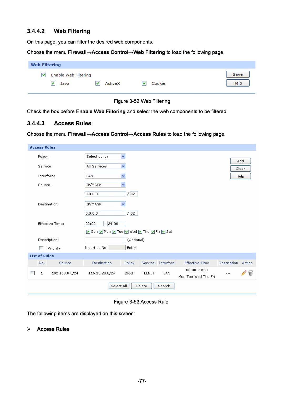 TP-Link TL-ER6020 manual Web Filtering,  Access Rules 
